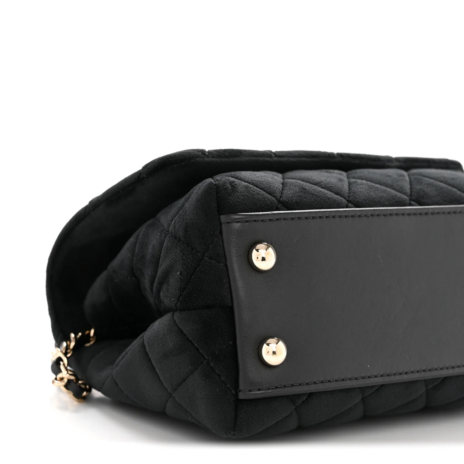 Velvet Crystal Quilted Extra Mini Coco Handle Flap Black - Top Club