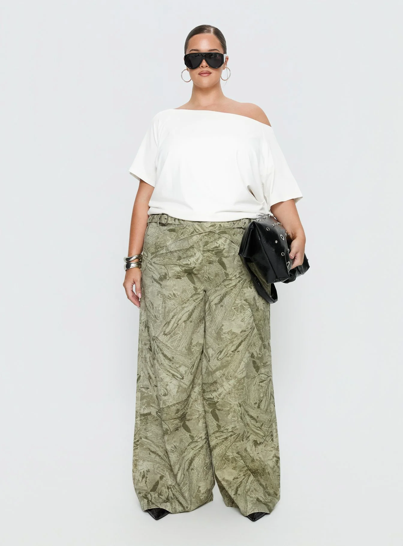 Mckinley Mid Rise Wide Leg Jeans Camouflage Curve