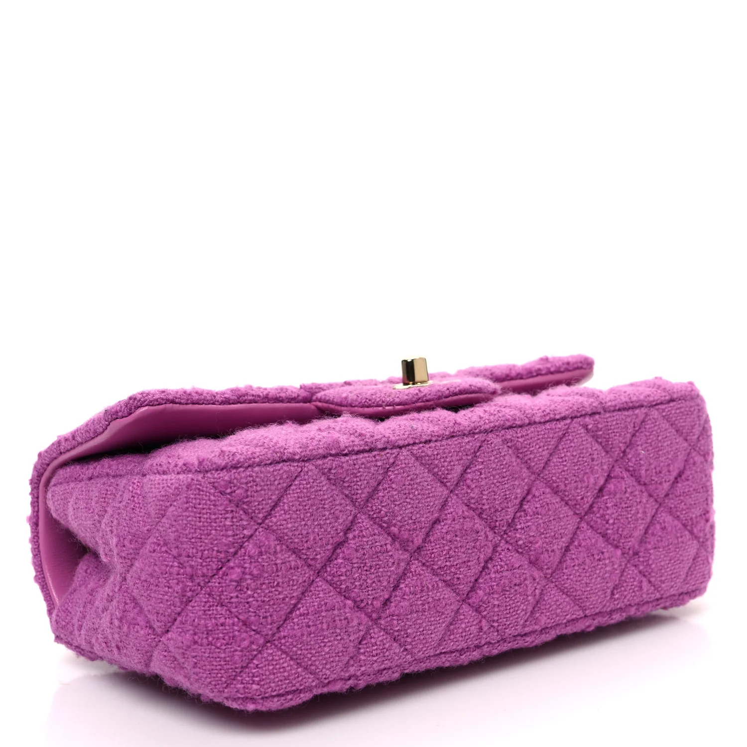 Tweed Quilted Mini Rectangular Flap Purple - Top Club