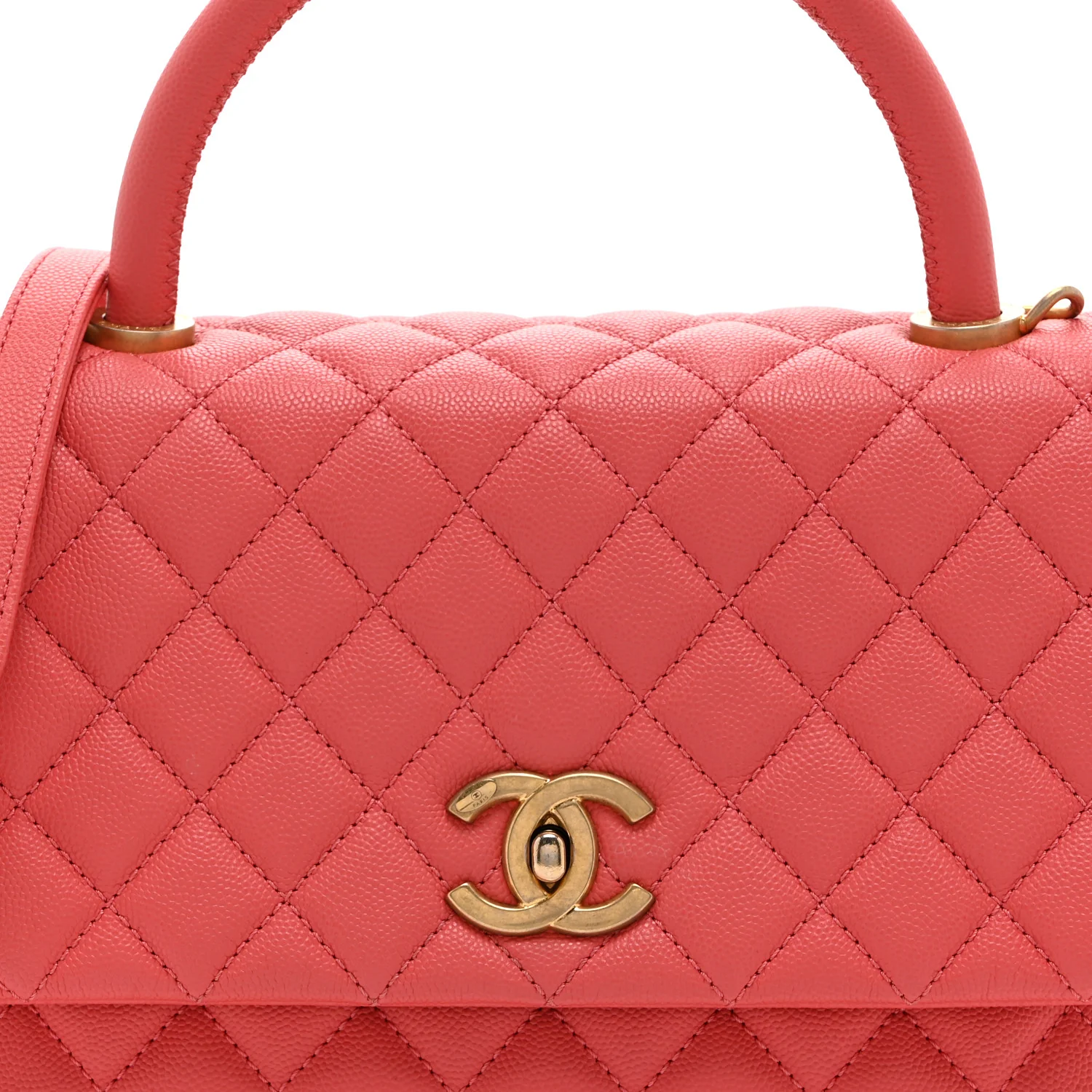 Caviar Quilted Small Coco Handle Flap Pink - Top Club