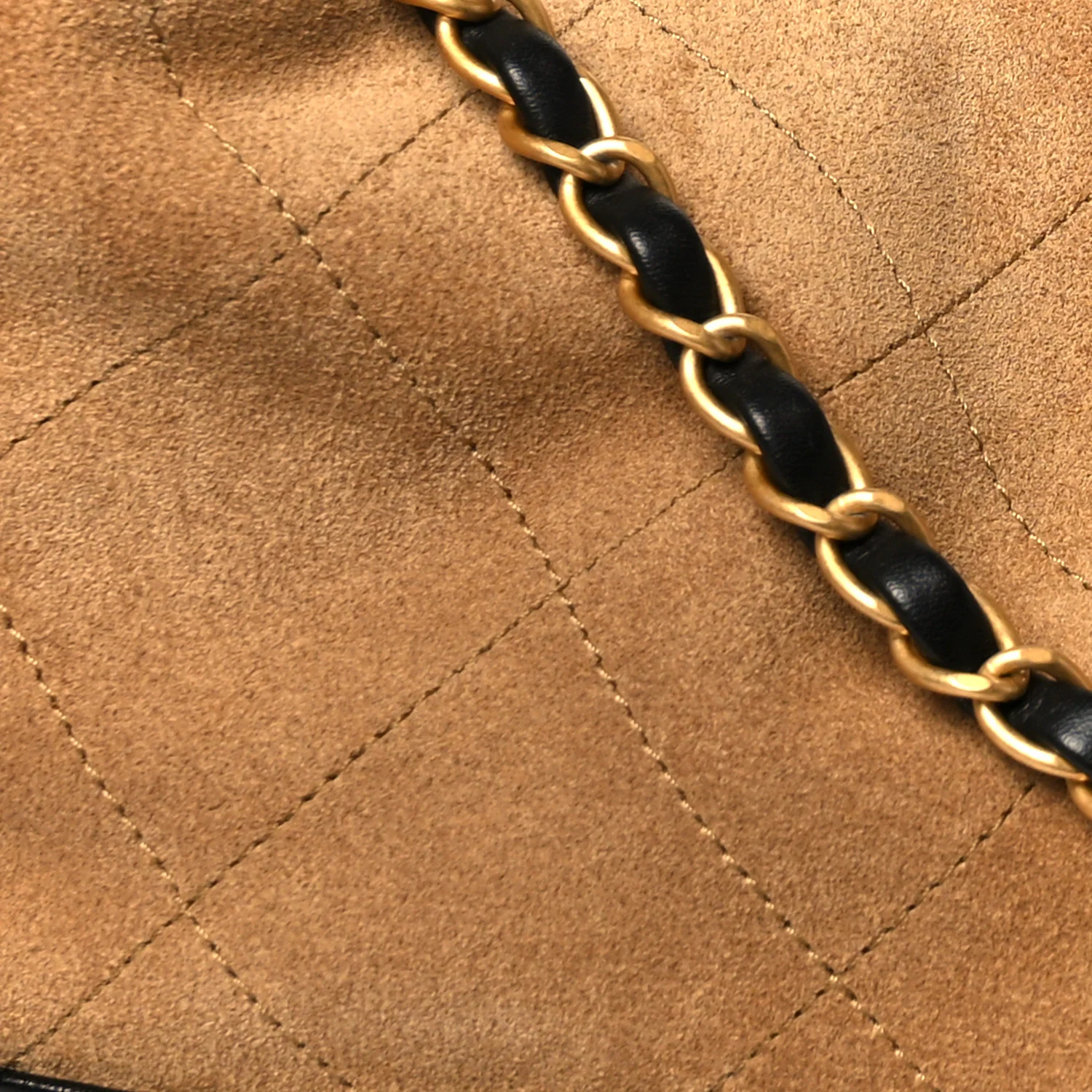 Suede Calfskin Shiny Lambskin Quilted Small Coco Base Shopping Bag Beige Black - Top Club