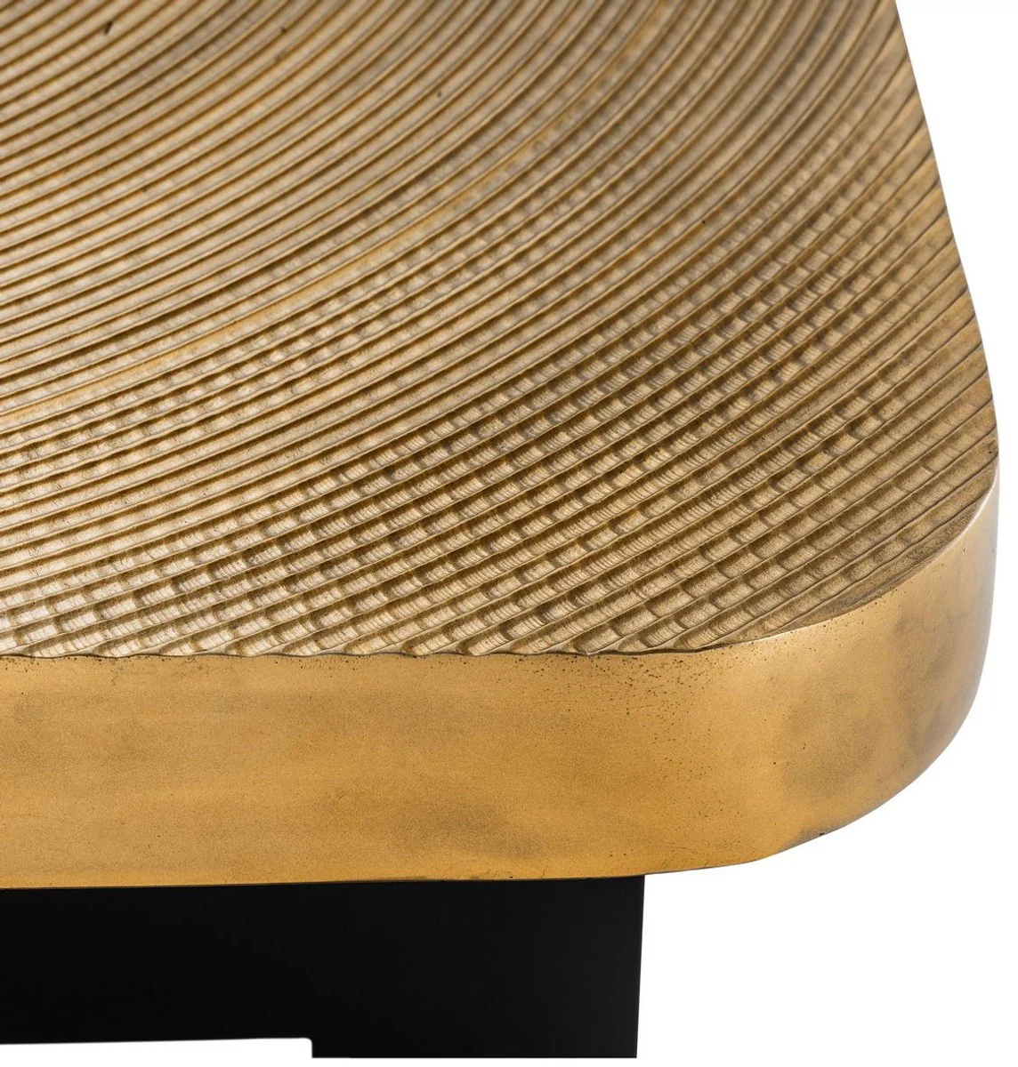 Luxury coffee table brass / black 64 x 64 x H. 40 cm - Luxurious living room table with table top in tree slice design - Luxury living room furniture
