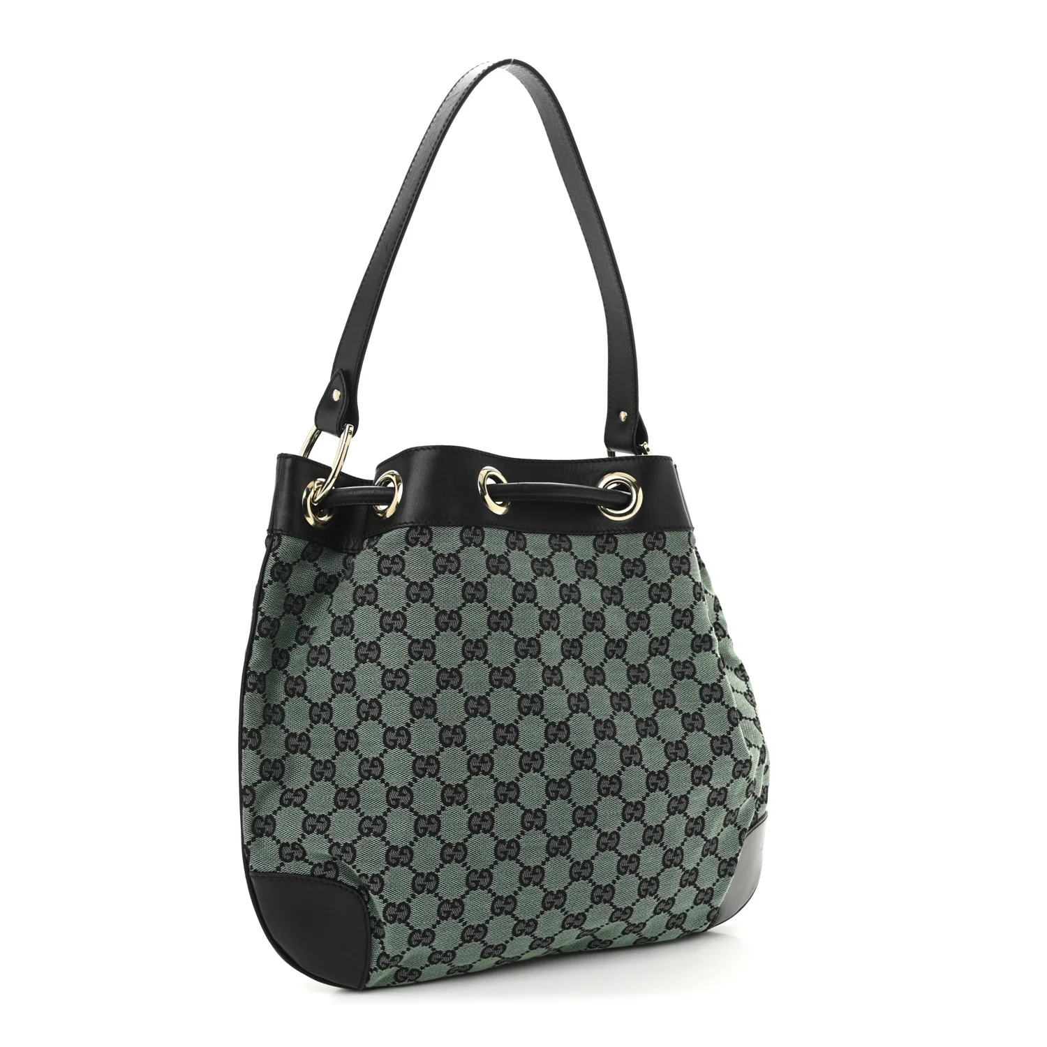 Monogram Drawstring Shoulder Bag Green - Top Club