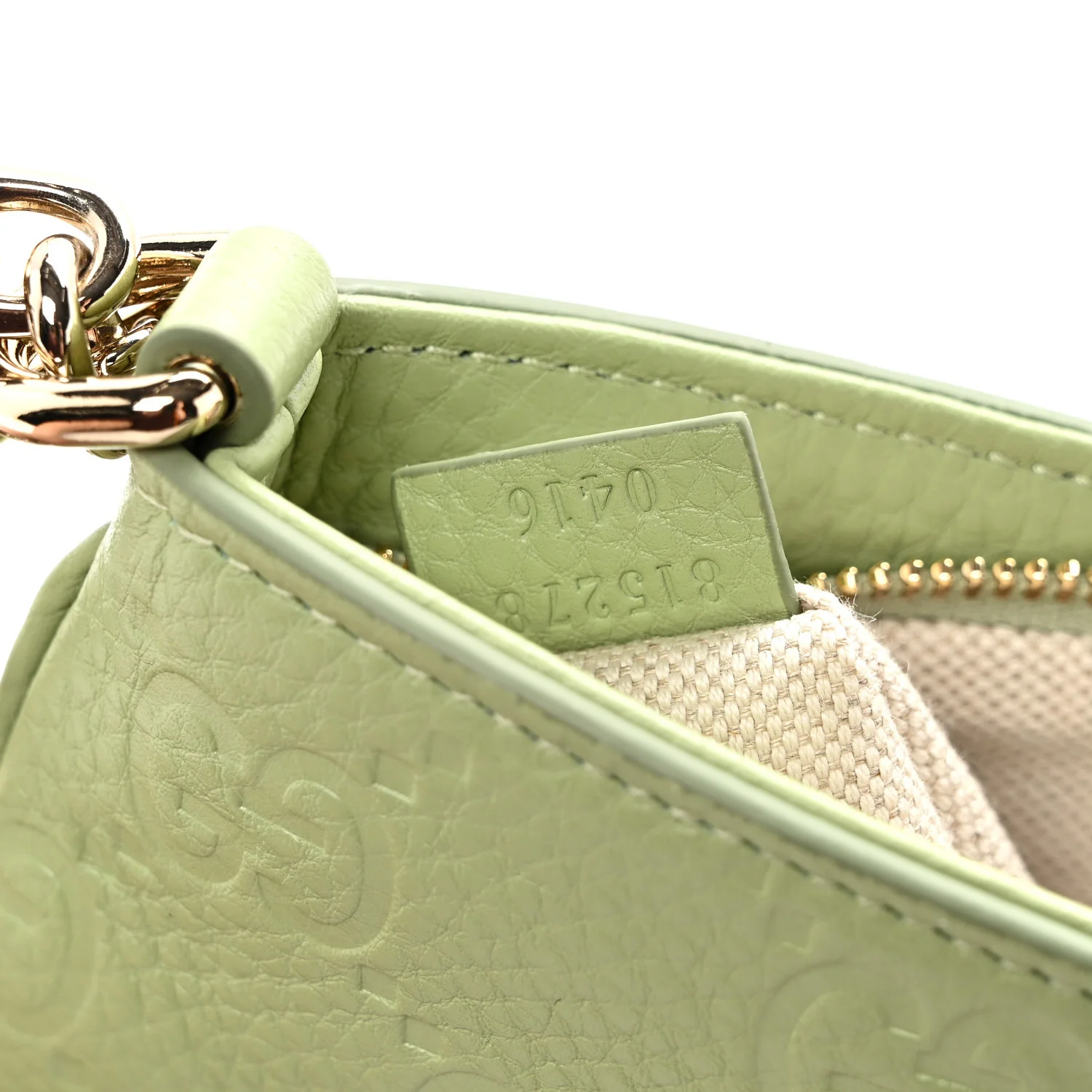 GG Grainy Calfskin Emblem Super Mini Shoulder Bag Sage Leaf - Top Club