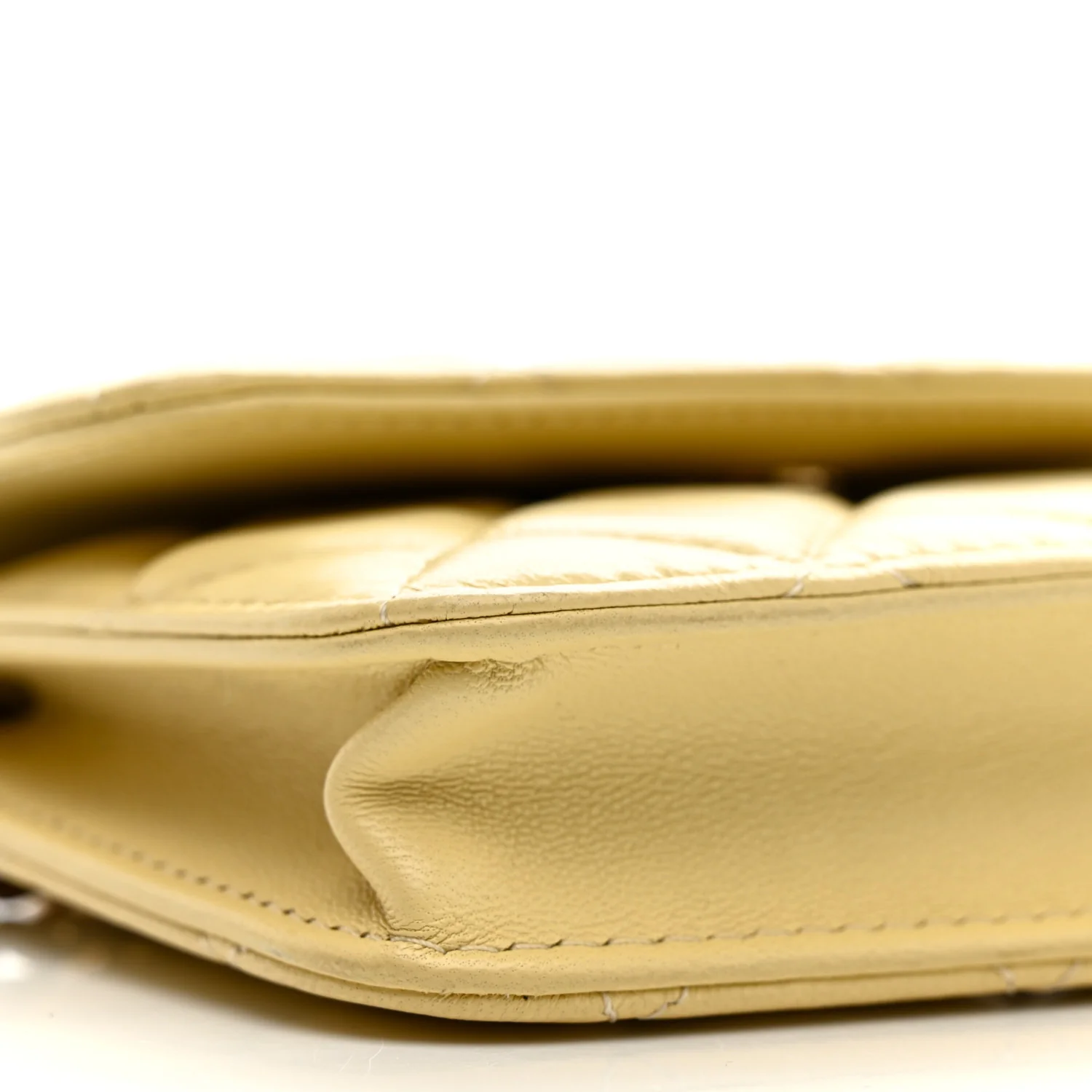 Lambskin Quilted Pearl Crush Clutch With Chain Yellow - Top Club