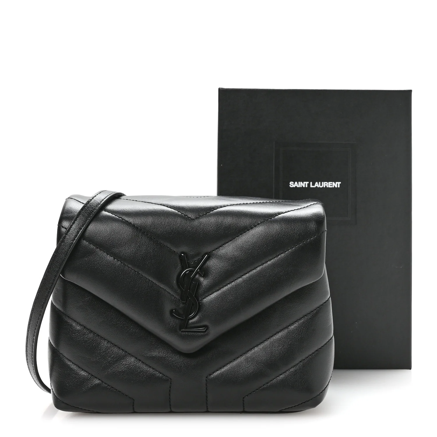 Calfskin Y Quilted Monogram Monochrome Toy Loulou Crossbody Bag Black - Top Club
