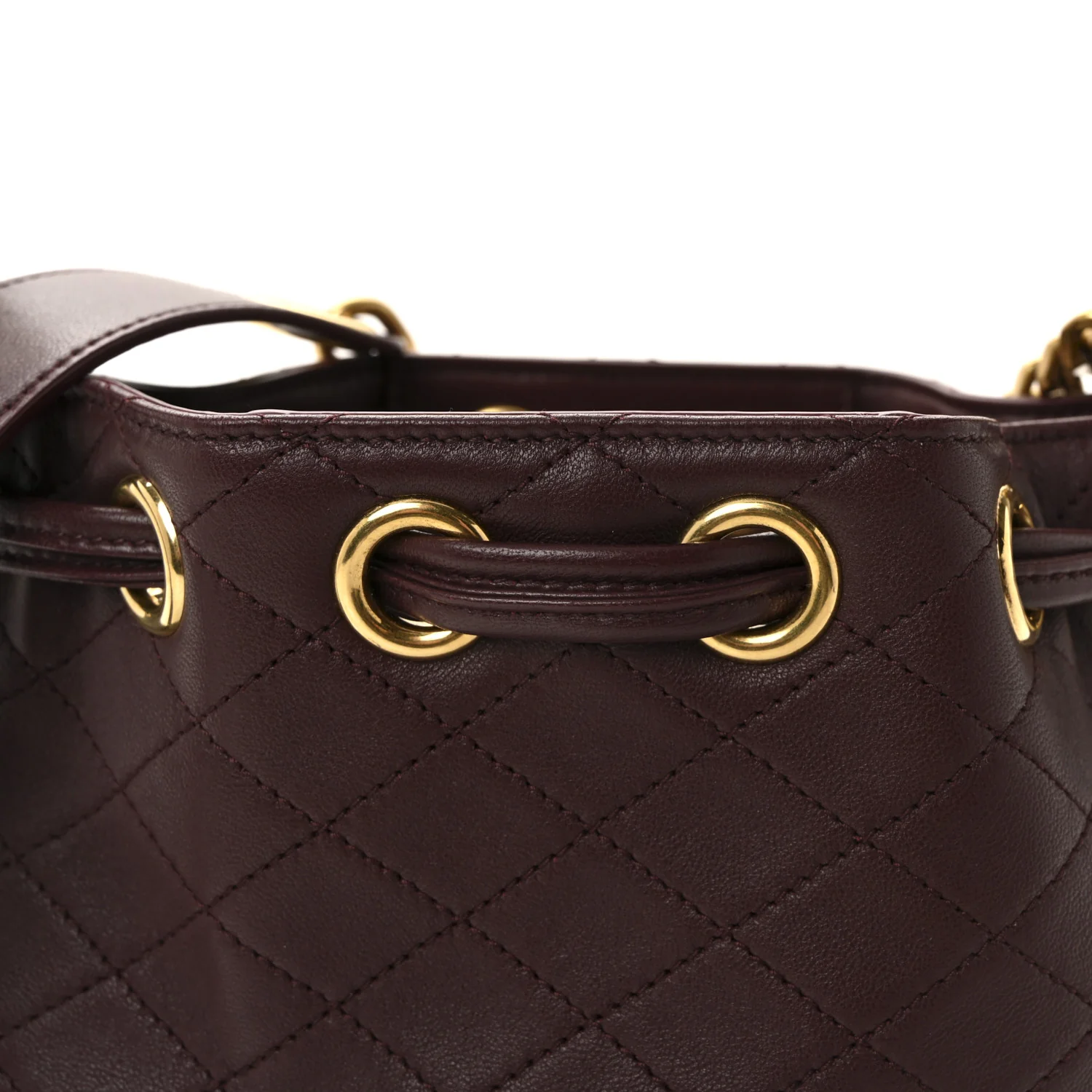 Lambskin Carre Quilted Cassandre Small Bucket Bag Hot Wine - Top Club