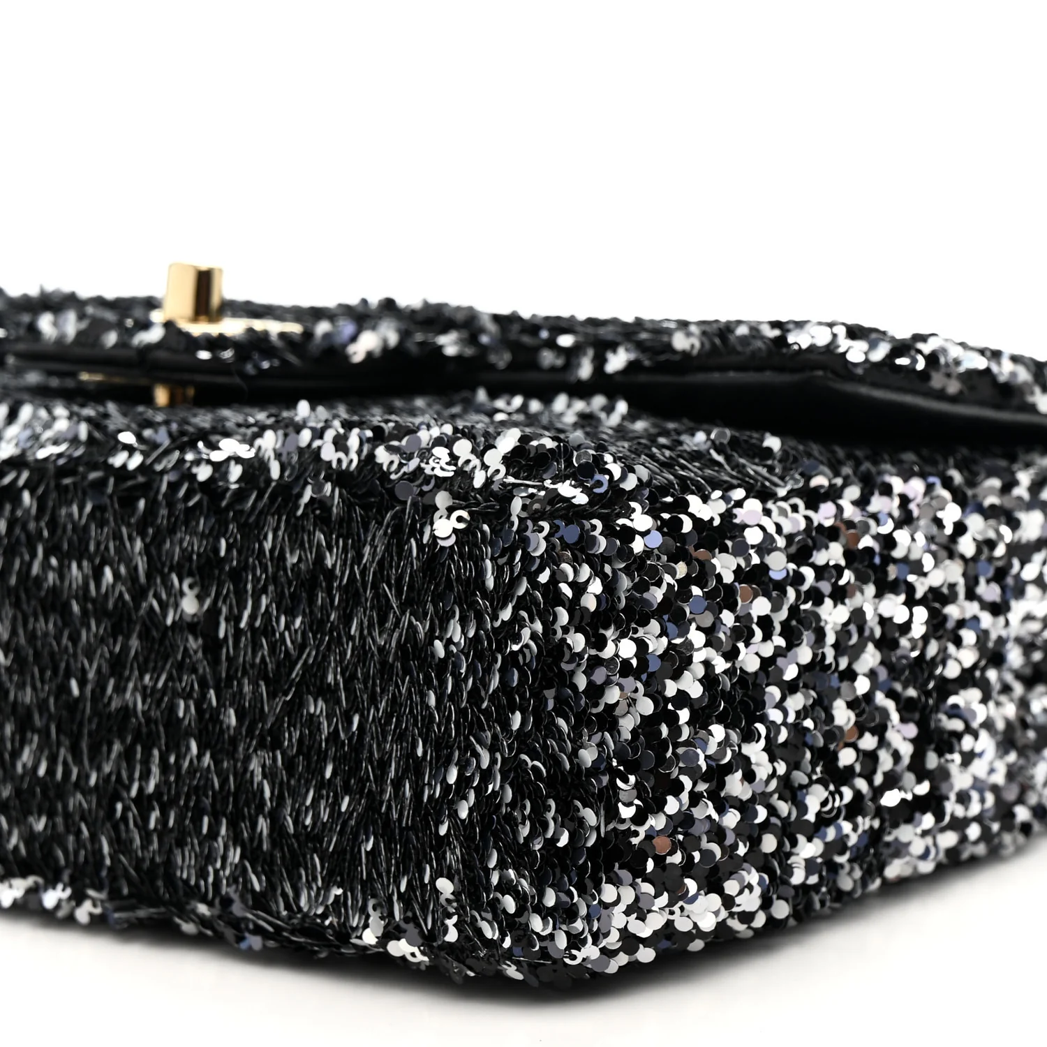 Sequin Quilted Small Single Flap Black White Grey - Top Club