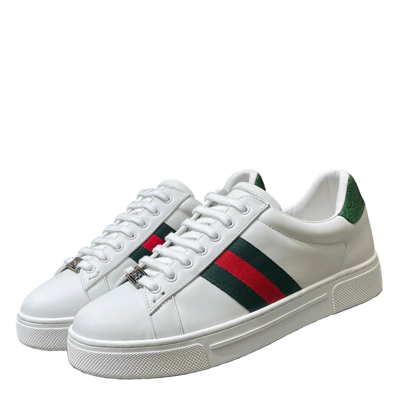 Gucci White Leather Sneakers With Web Stripes - Sneaker Replica Workshop