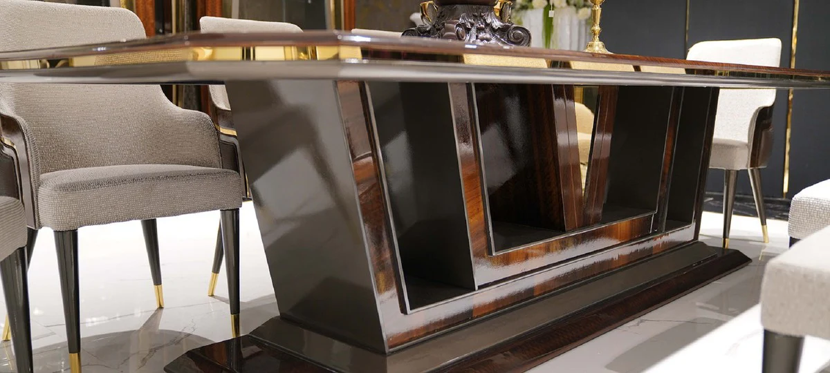 Luxury Dining Room Set Gray / Brown / Gold - 1 Dining Table & 10 Dining Chairs - Luxury Dining Room Furniture - Luxury Quality