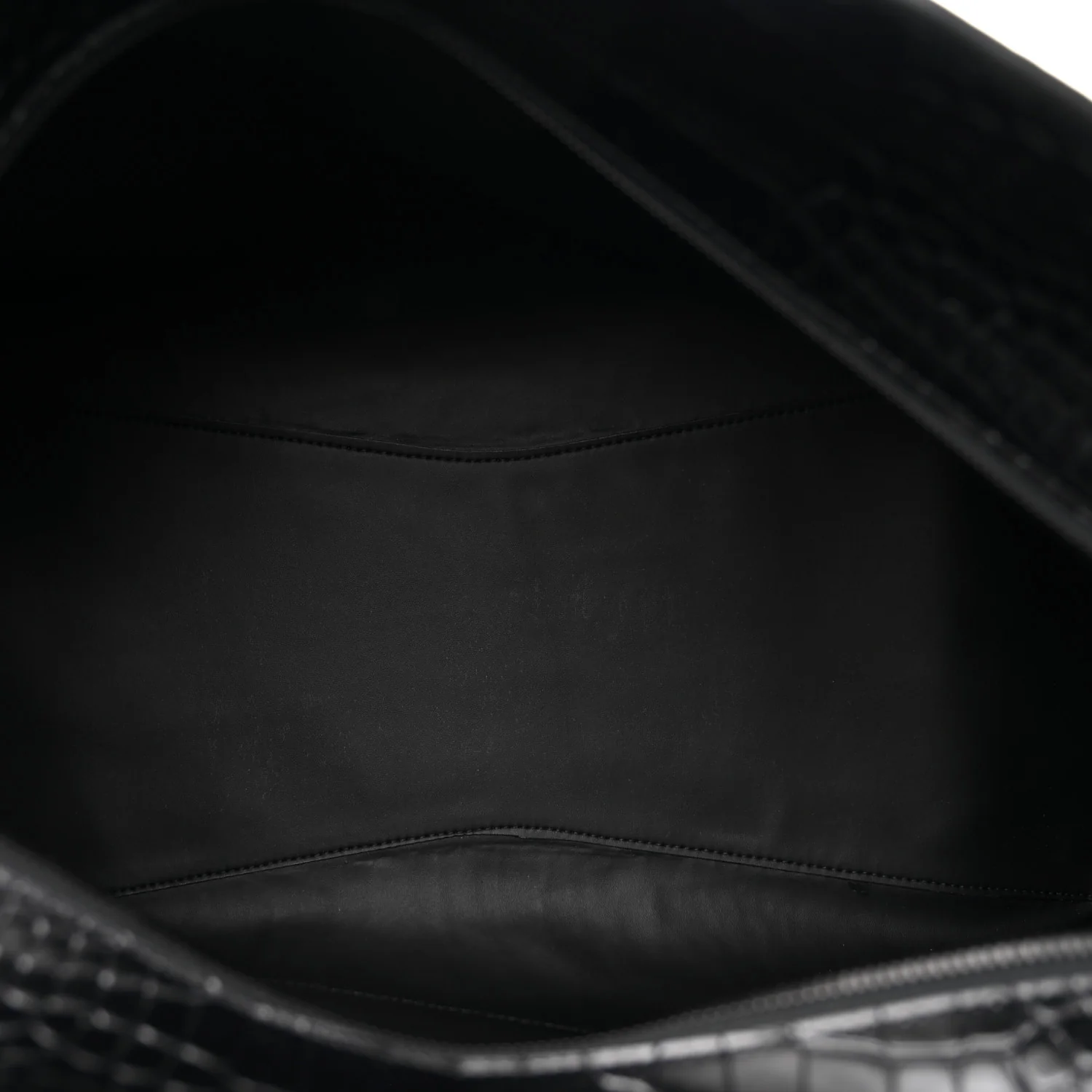 Semi Matte Calfskin Crocodile Embossed Neo Classic Black Hardware Large City Black - Top Club