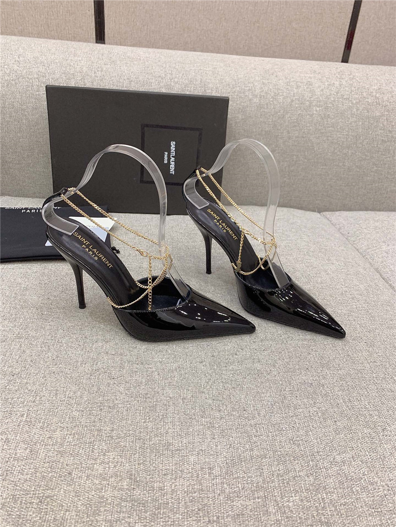 YSL new chain pointed high-heeled sandals - Sneaker Replica Workshop