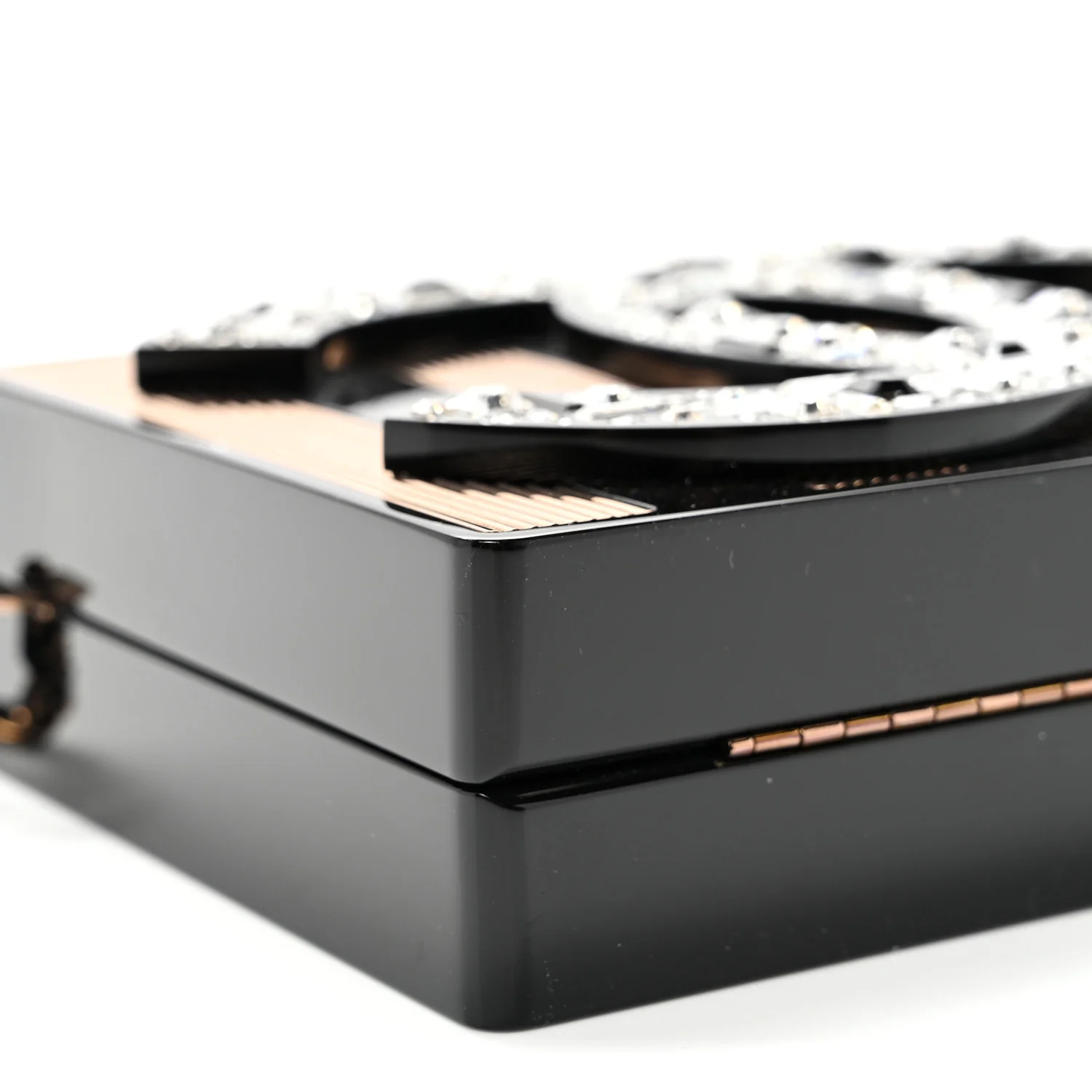Plexiglass Crystal CC Minaudiere Clutch Black Copper - Top Club