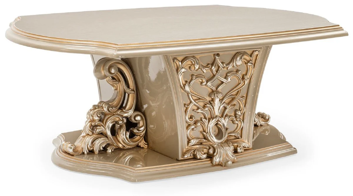 Luxury Baroque Coffee Table Gray / Gold - Handmade Solid Wood Living Room Table in Baroque Style - Living Room Furniture in Baroque Style - Baroque Furniture - Noble & Magnificent