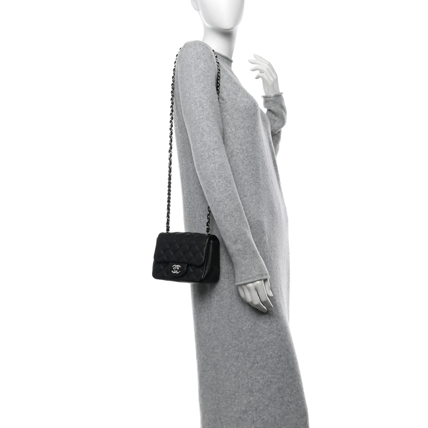 Caviar Quilted Mini Square Flap Black