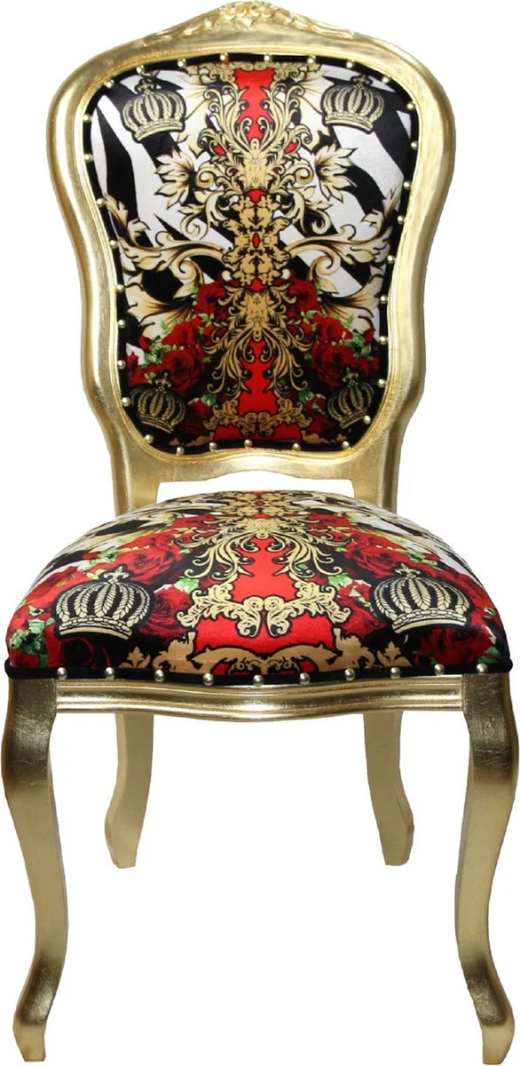Pompöös by Luxury Baroque Dining Room Chairs Crown Black / White / Red / Gold - Pompöös Baroque Chairs designed by Harald Glööckler - 6 dining chairs