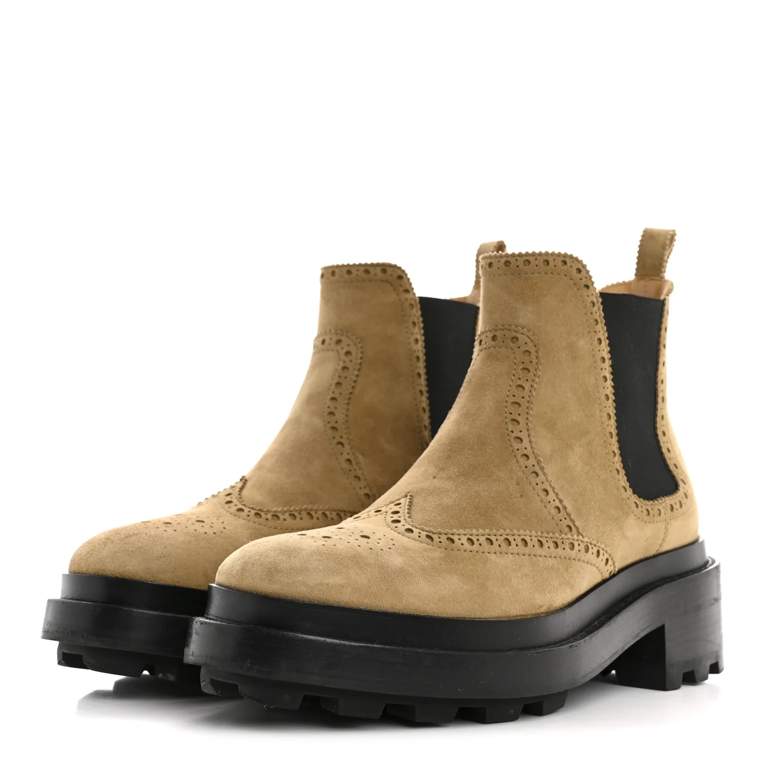 Suede Goatskin Chelsea Ankle Boots 37 Beige Gobi - Top Club