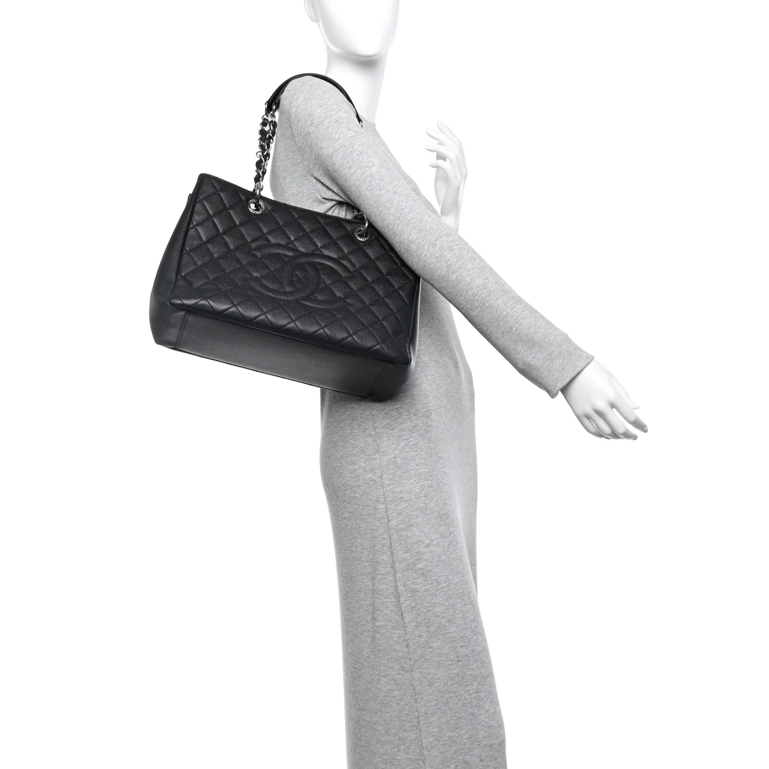 Caviar Quilted Grand Shopping Tote GST Black