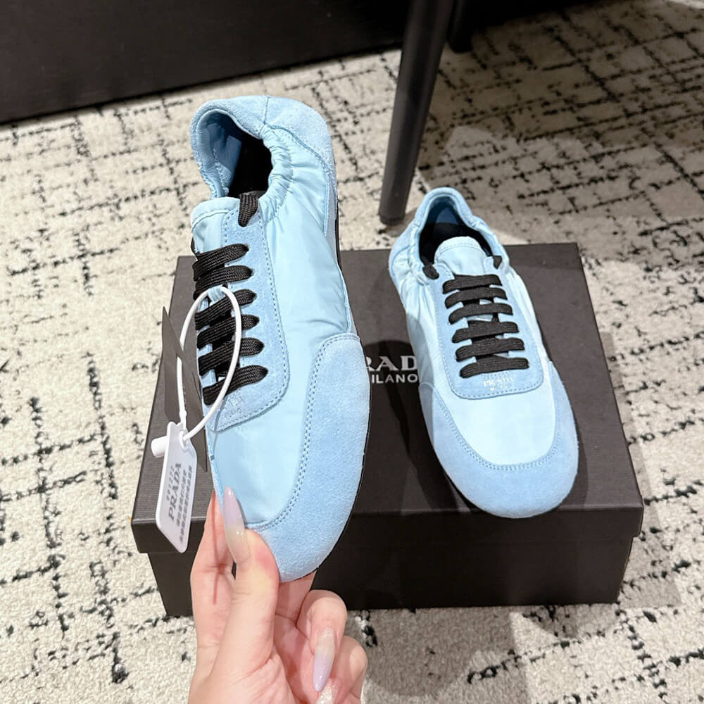 PRADA Collapse Re-Nylon and suede elasticized sneakers - Top Club
