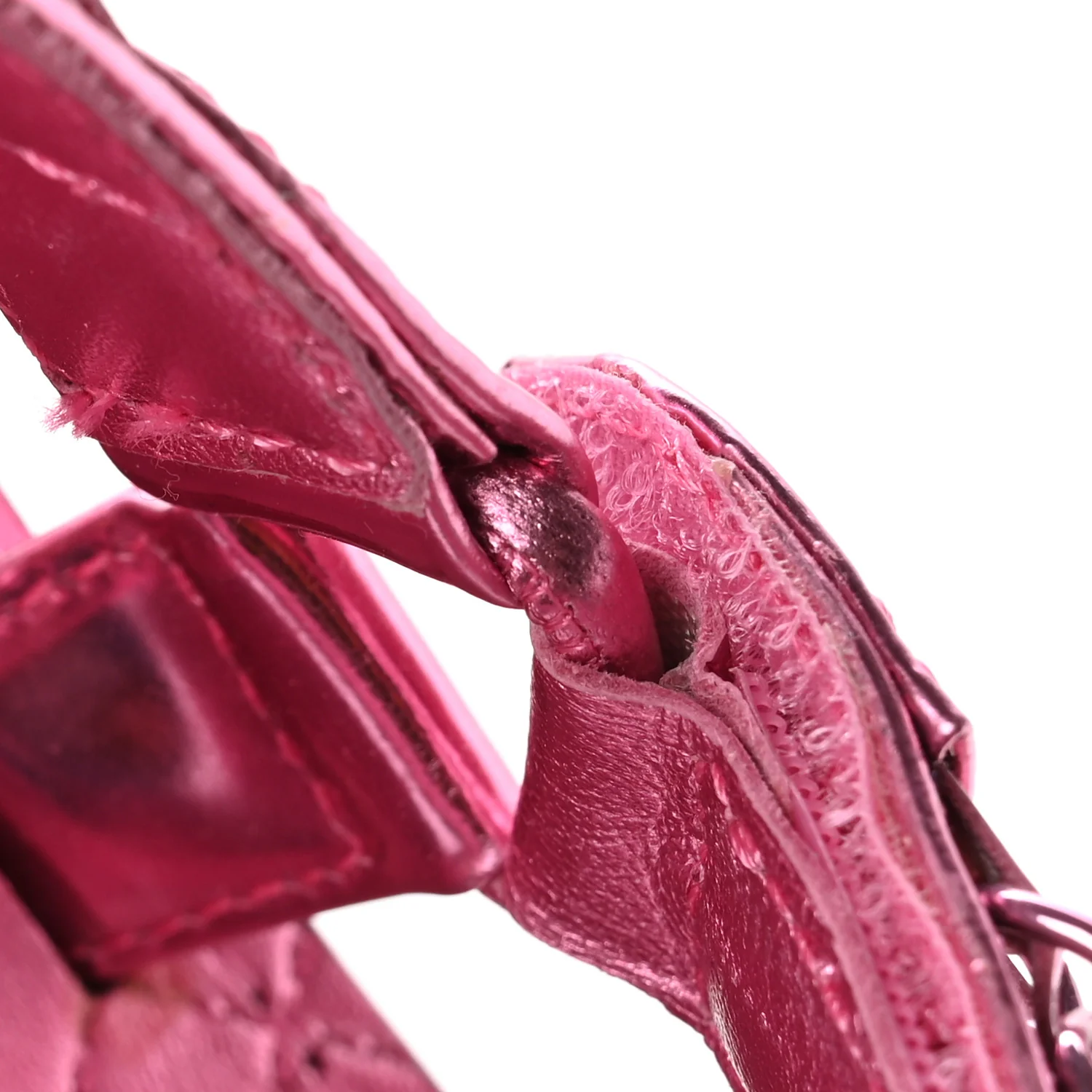 Metallic Laminated Goatskin Chain Flat Sandals 37.5 Pink - Top Club