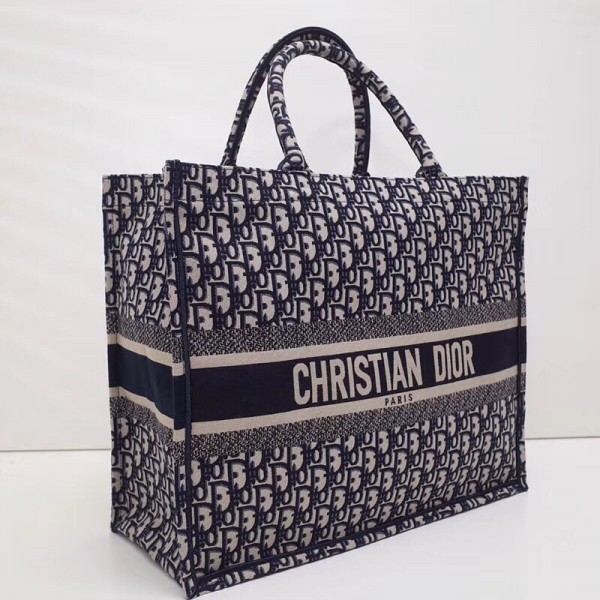 D Book Tote Bag In Blue Oblique Canvas - Top Club