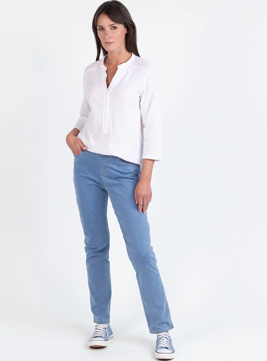 Blouse  femme en maille de coton blanc