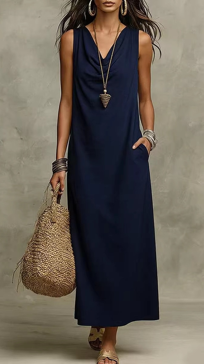Women's Elegant Sleeveless V-Neck Maxi Dress - Nordfashionstorm - Women's Clothing, Fashion for You - Nordfashionstorm.com