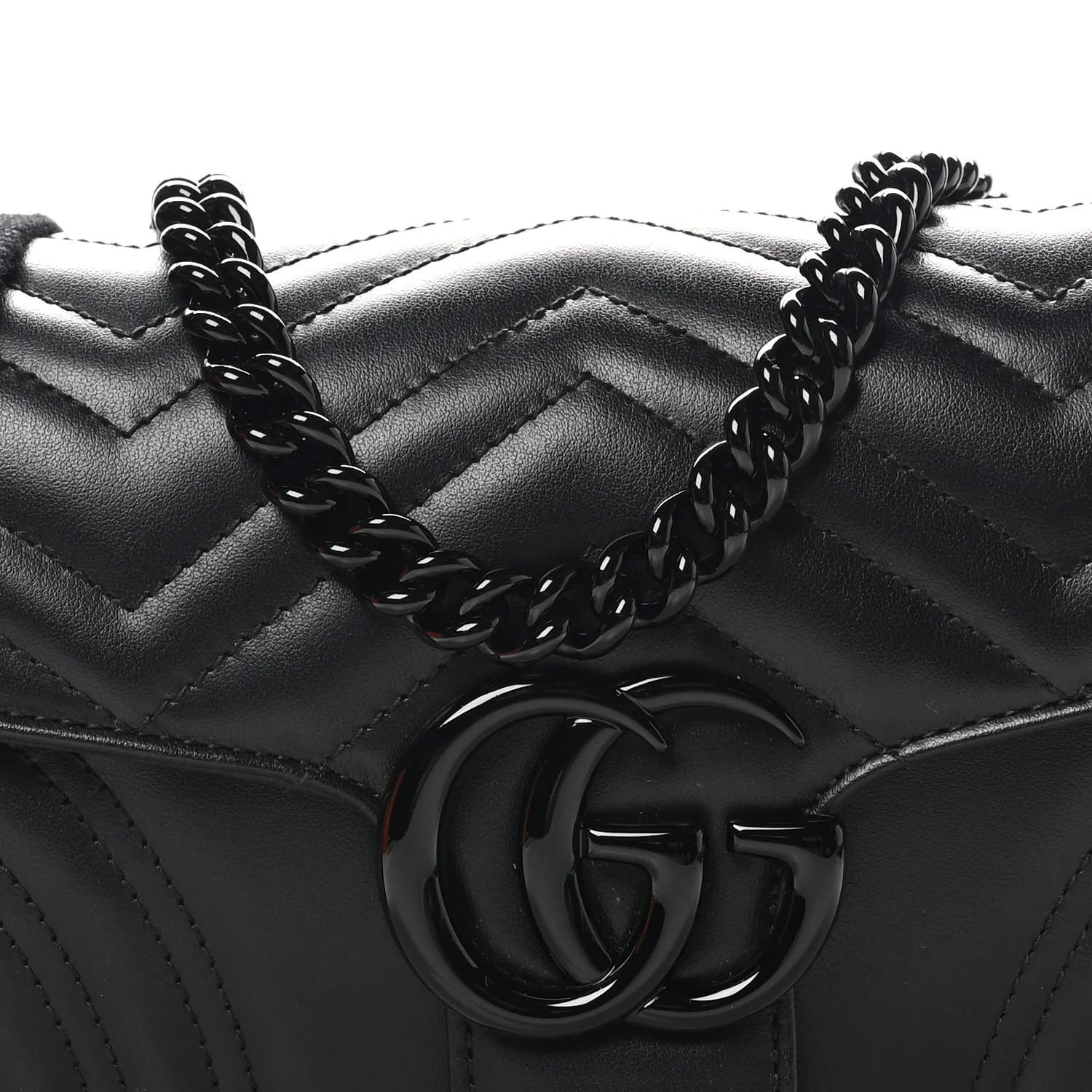Calfskin Matelasse Monochrome GG Marmont Crossbody Shoulder Bag Black - Top Club