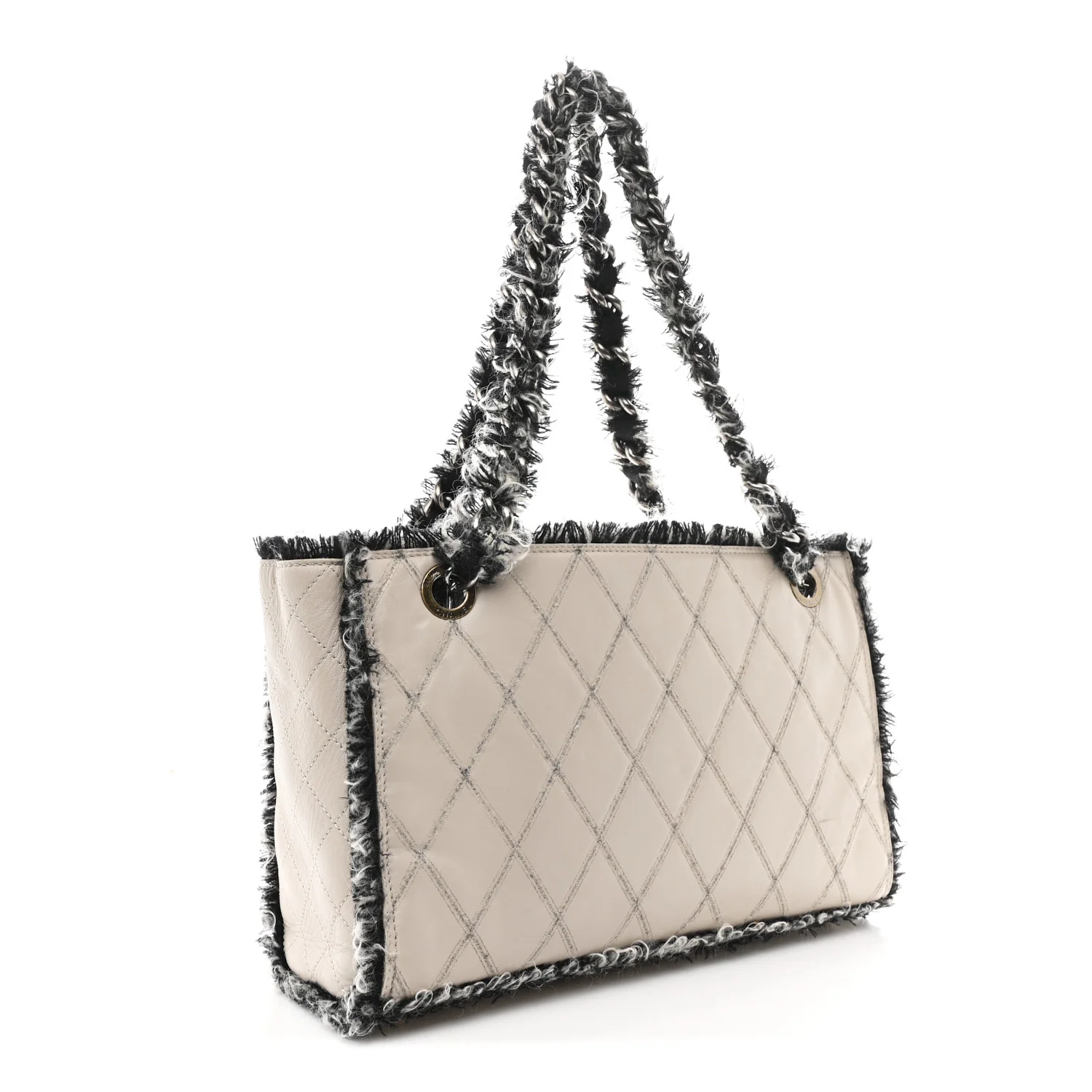 Tweed Calfskin Tweedy Shopping Tote Beige - Top Club
