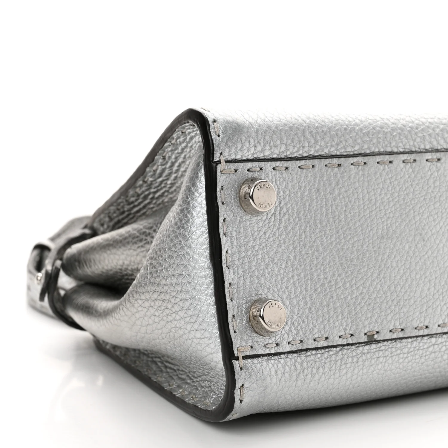 Cuoio Romano Lux Selleria Mini Peekaboo Iconic Satchel Argento - Top Club