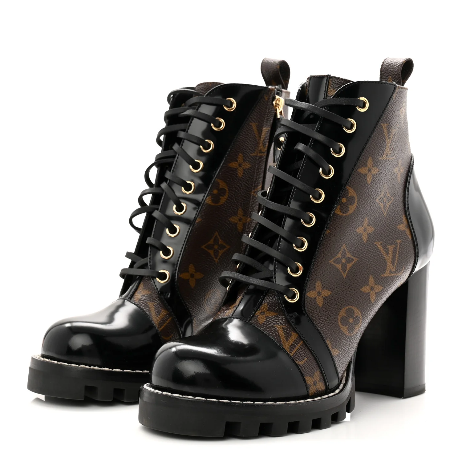 Patent Calfskin Monogram Star Trail Ankle Boots 40 Black - Top Club