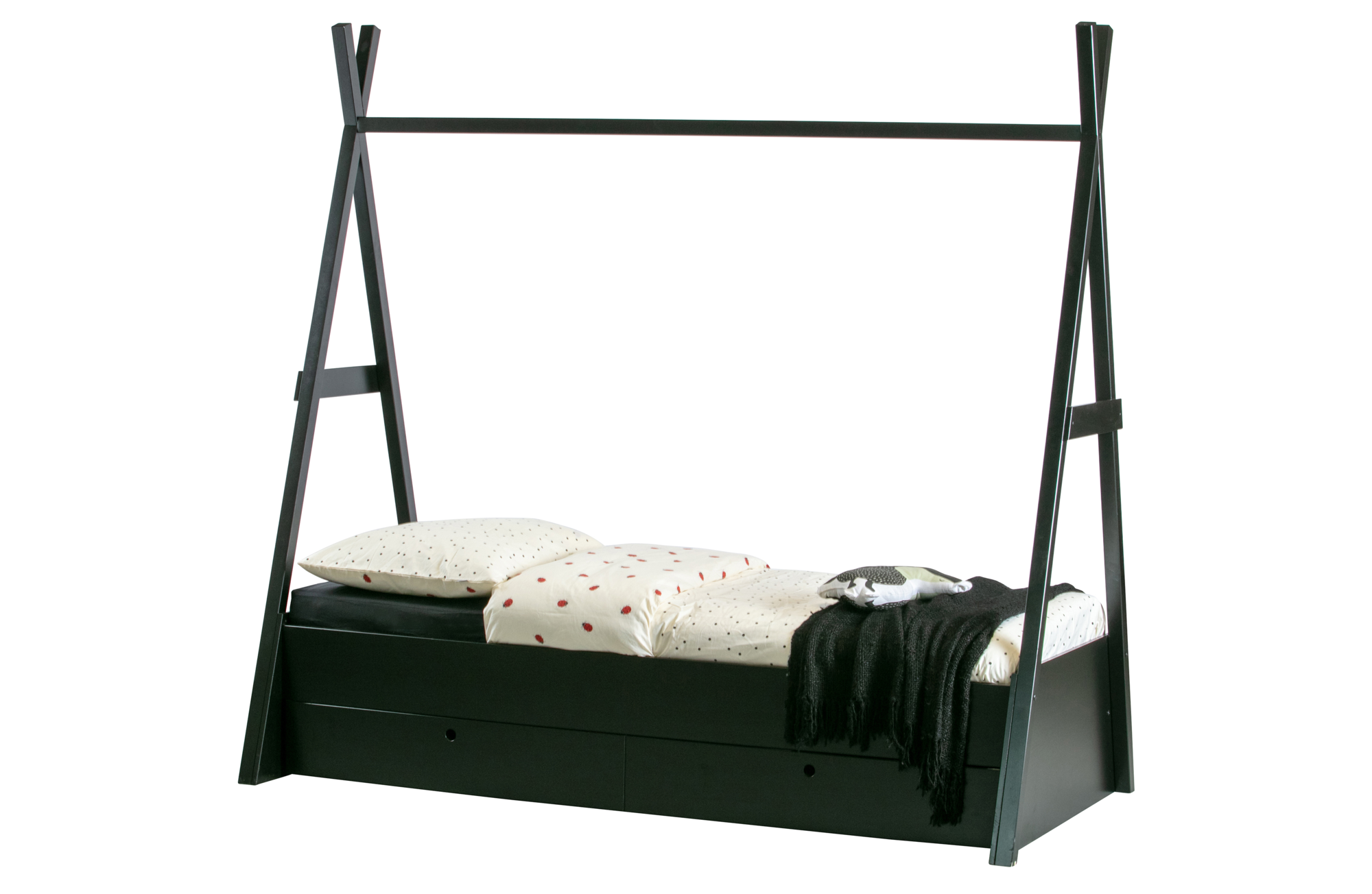WOOOD bedlade Joep grenen diep zwart [fsc] Joep bedlade grenen diep zwart [fsc]