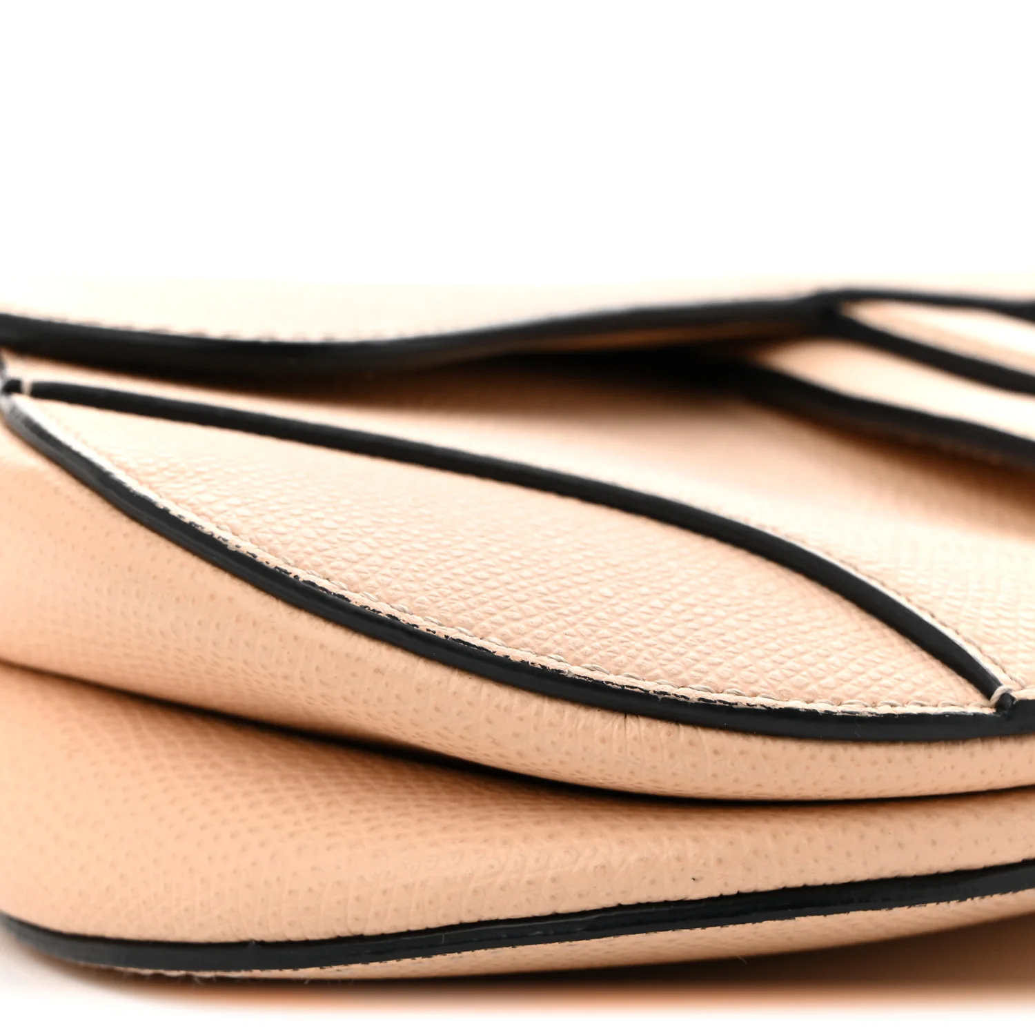 Grained Calfskin Mini Saddle Bag Beige - Top Club