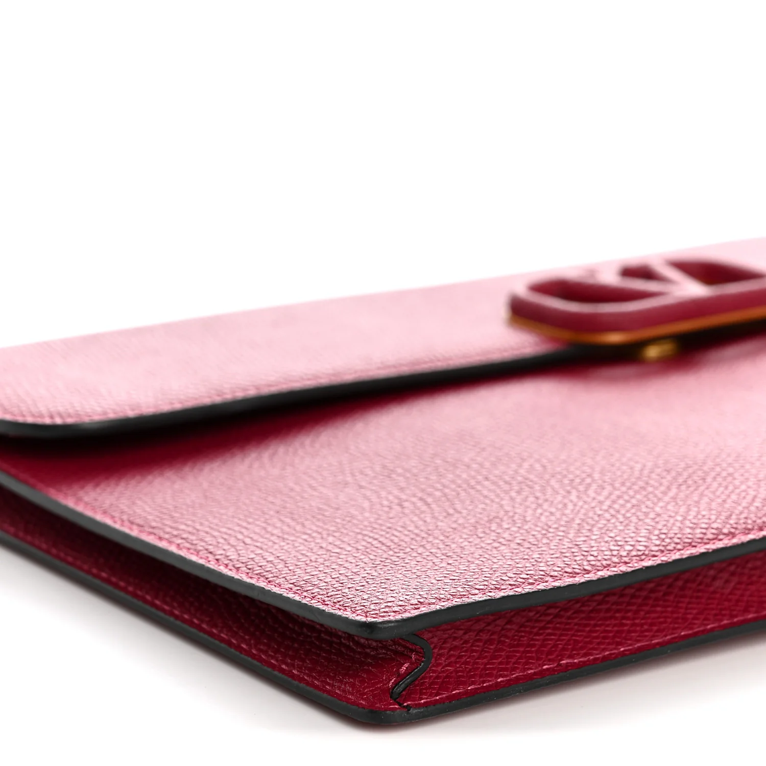 Grainy Calfskin Large Vlogo Clutch Raspberry - Top Club