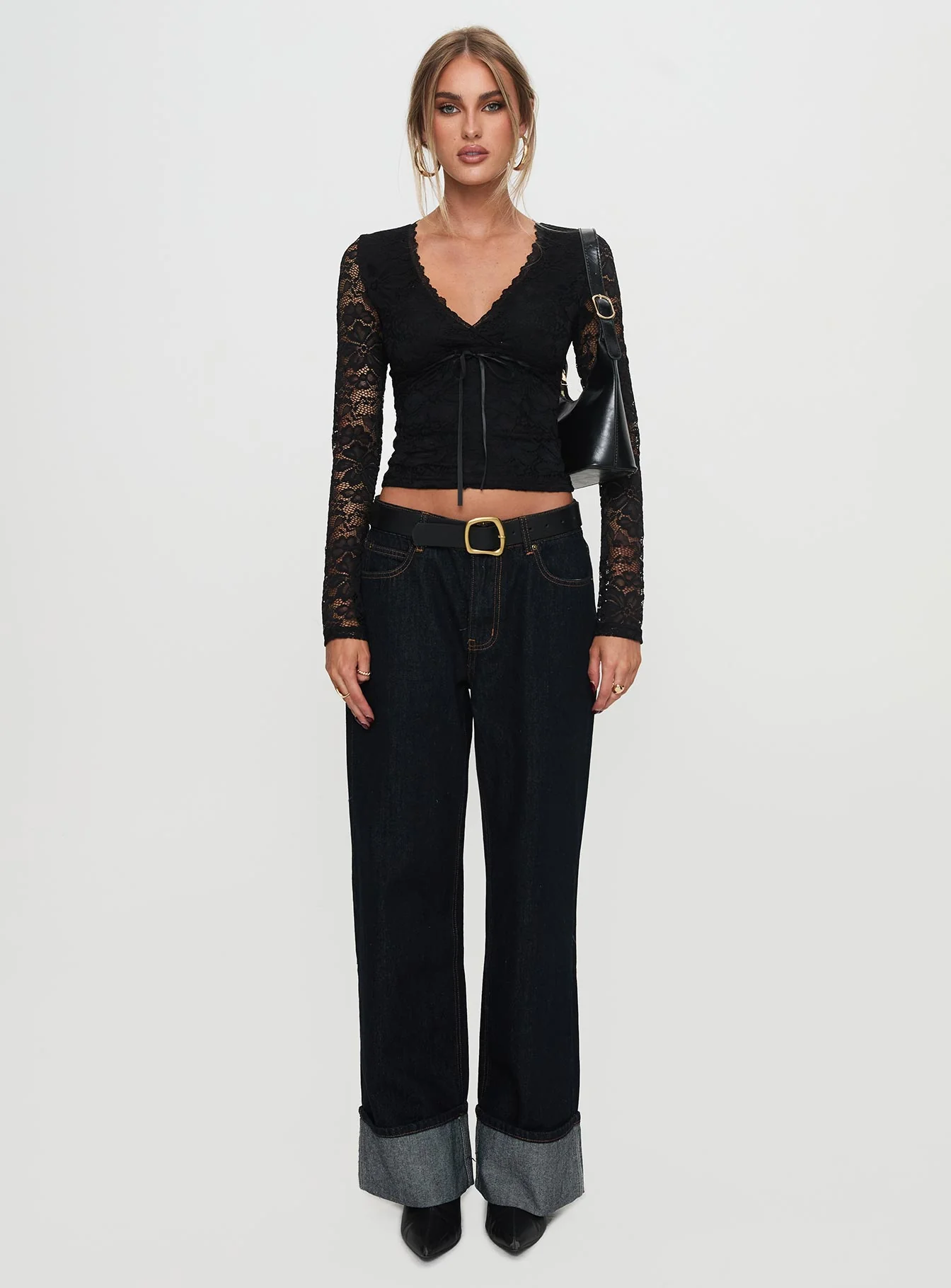 Temptation Incoming Long Sleeve Lace Top Black