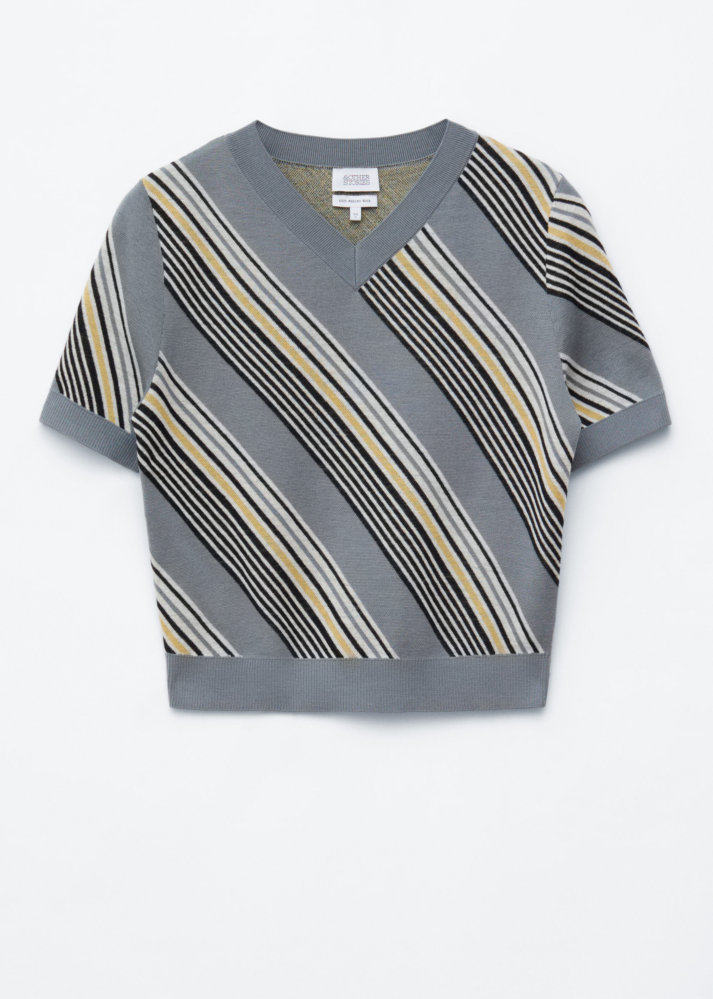 & Other Stories STRIPED V-NECK WOOL T-SHIRT