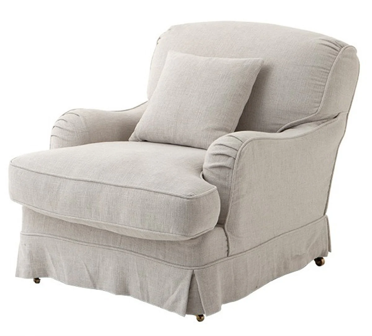 Chesterfield luxury linen wing chair Vintage Naturale by - Club Armchair