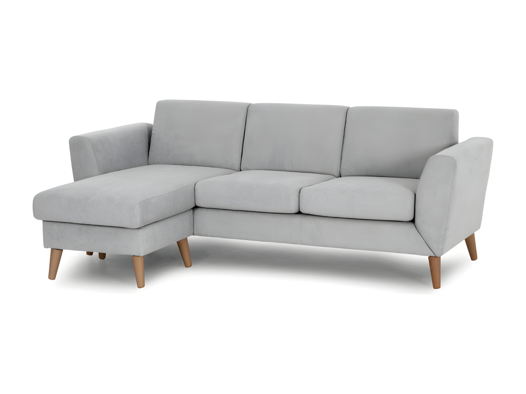 Sofá chaise longue 3 plazas reversible poliéster gris claro - FpnKsUu886vU