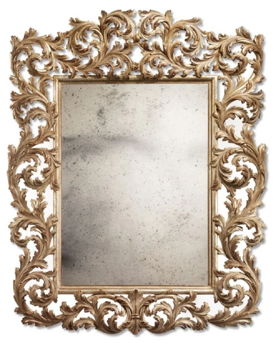 Luxury Baroque mirror antique gold with antique mirror glass - Magnificent Italian Baroque style wall mirror - Luxury furniture in Baroque style - Handcrafted Baroque furniture - Made in Italy