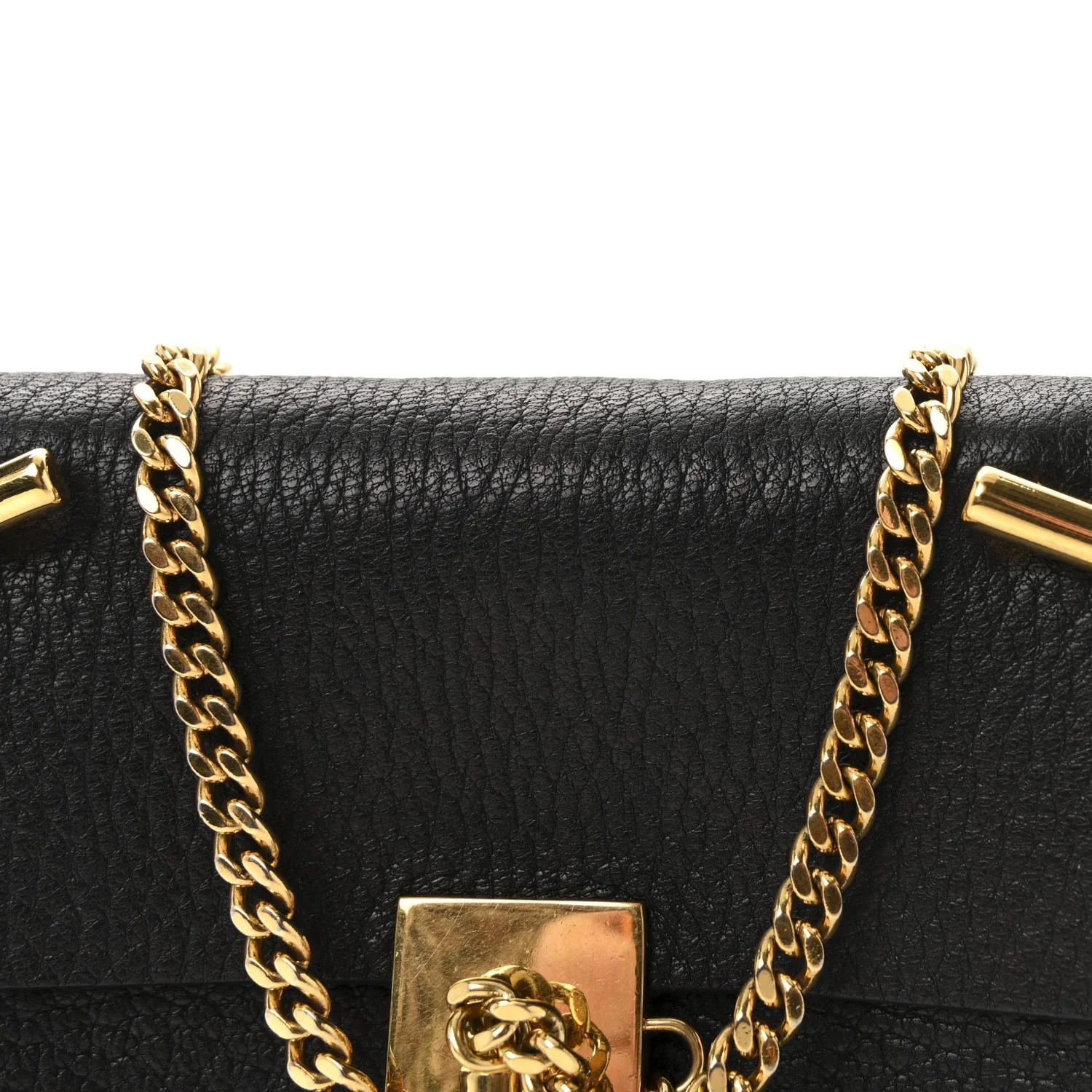 Grained Lambskin Nano Drew Shoulder Bag Black - Top Club