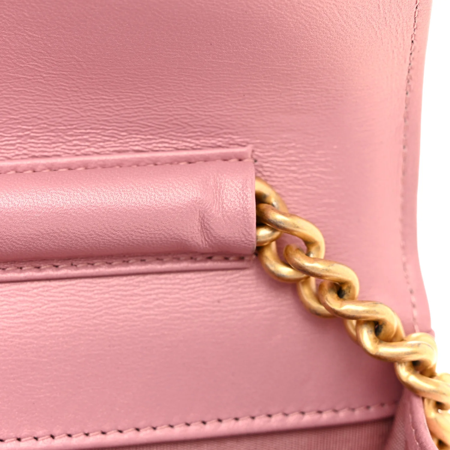 Metallic Lambskin Quilted Boy Wallet On Chain WOC Pink - Top Club