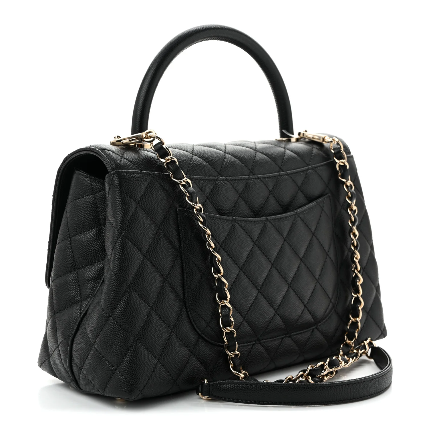 Caviar Quilted Small Coco Handle Flap Black - Top Club