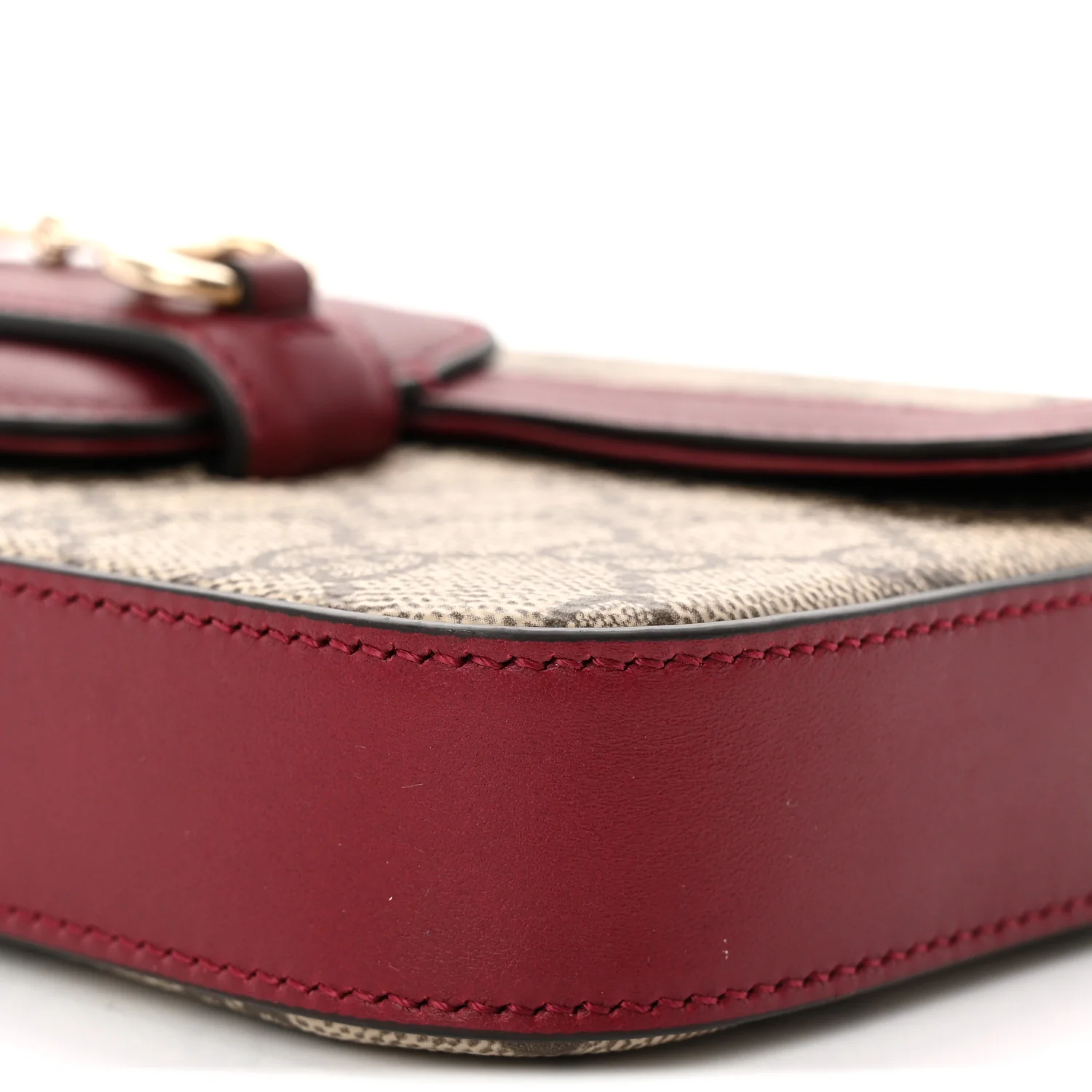 GG Supreme Monogram Azalea Calfskin Horsebit 1955 Mini Bag Beige Ebony Rosso Ancora - Top Club