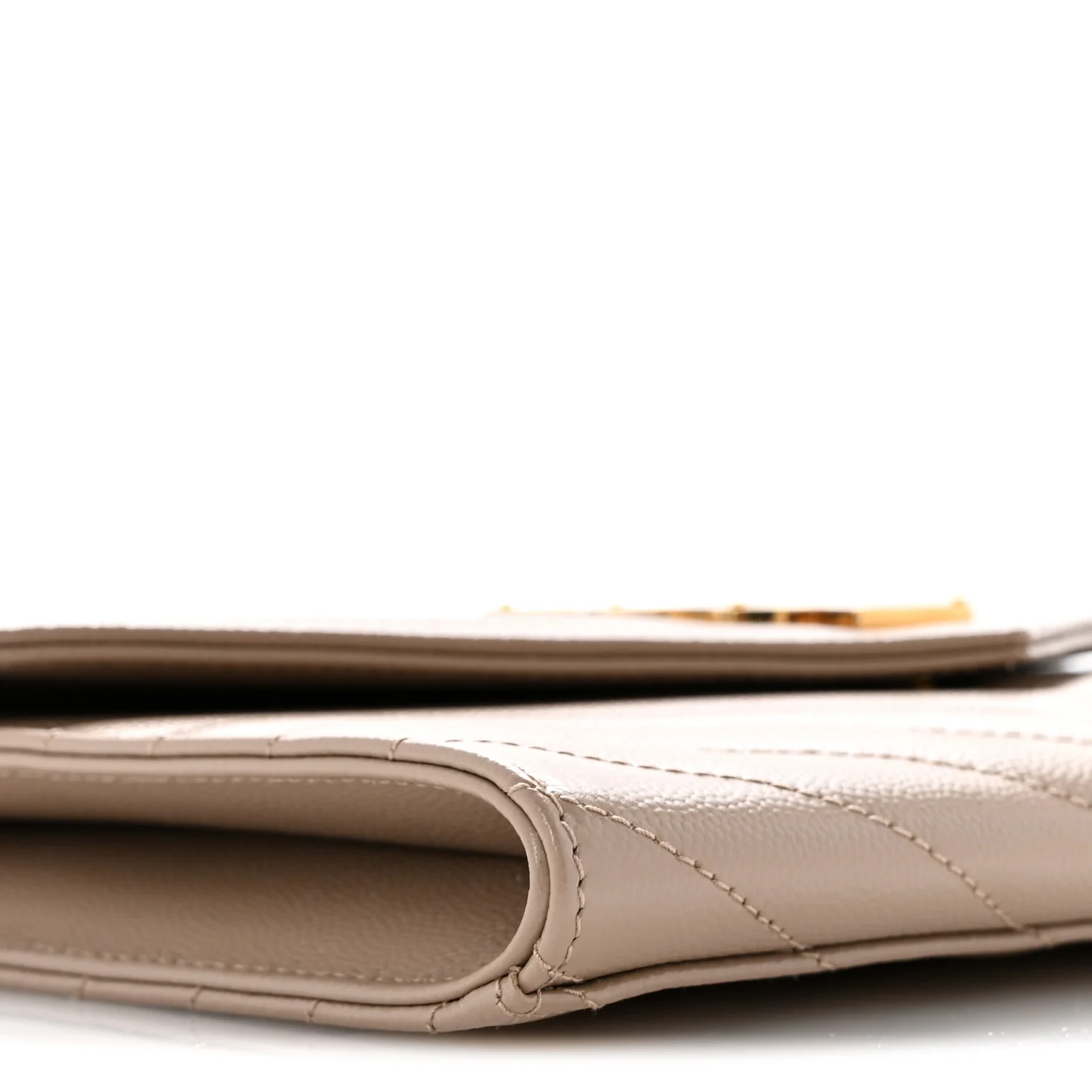 Grain De Poudre Matelasse Chevron Monogram Envelope Clutch Dark Beige - Top Club