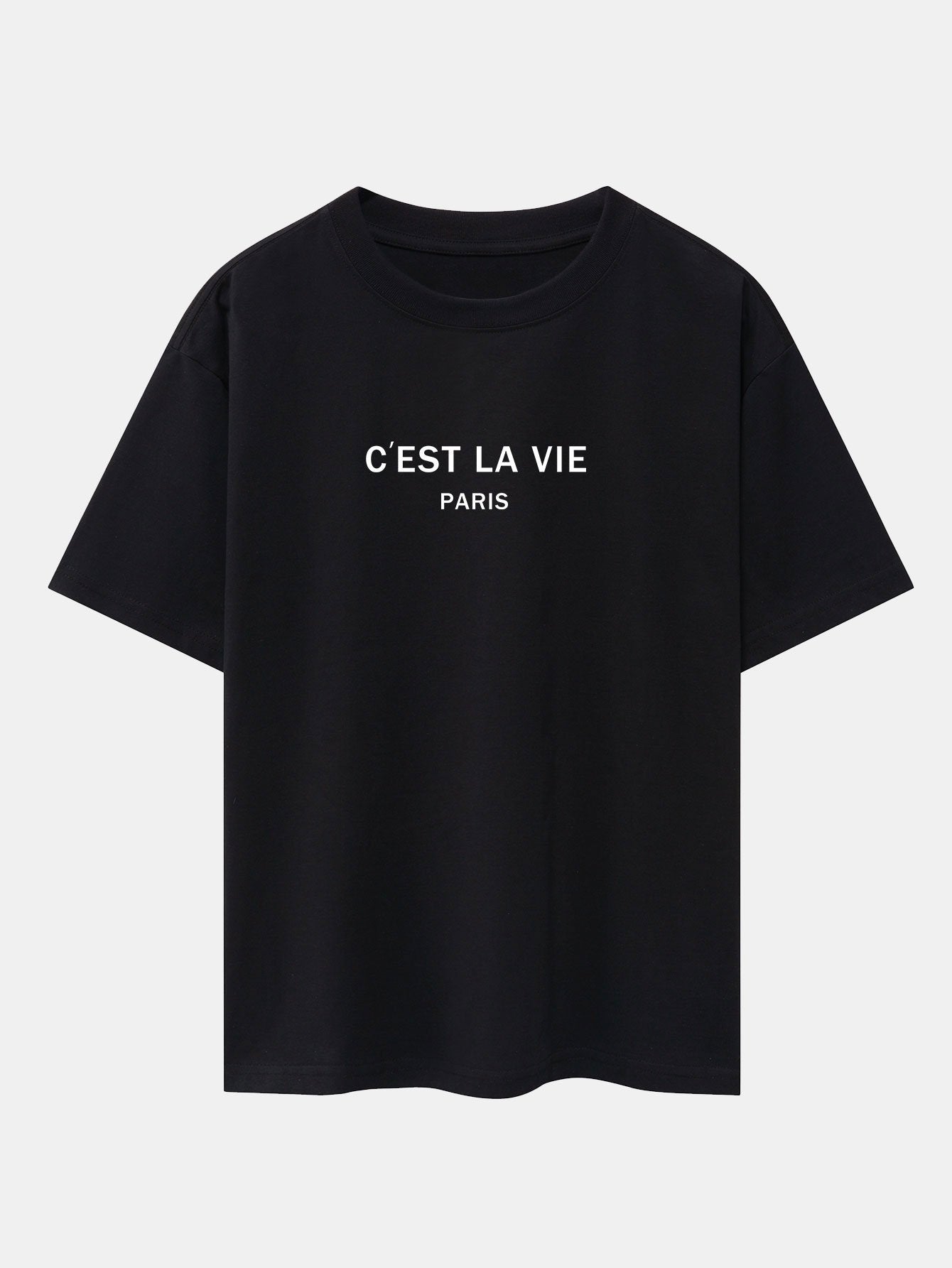 Paris Letter Print Dropped Shoulders Oversize T-Shirt