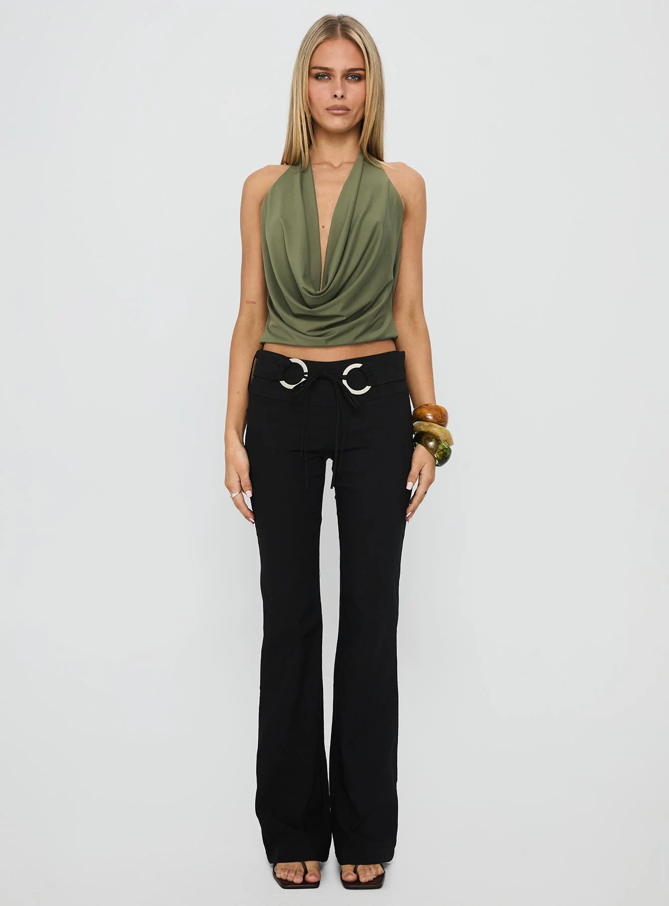 Twinflame Low Rise Hardware Pants Black