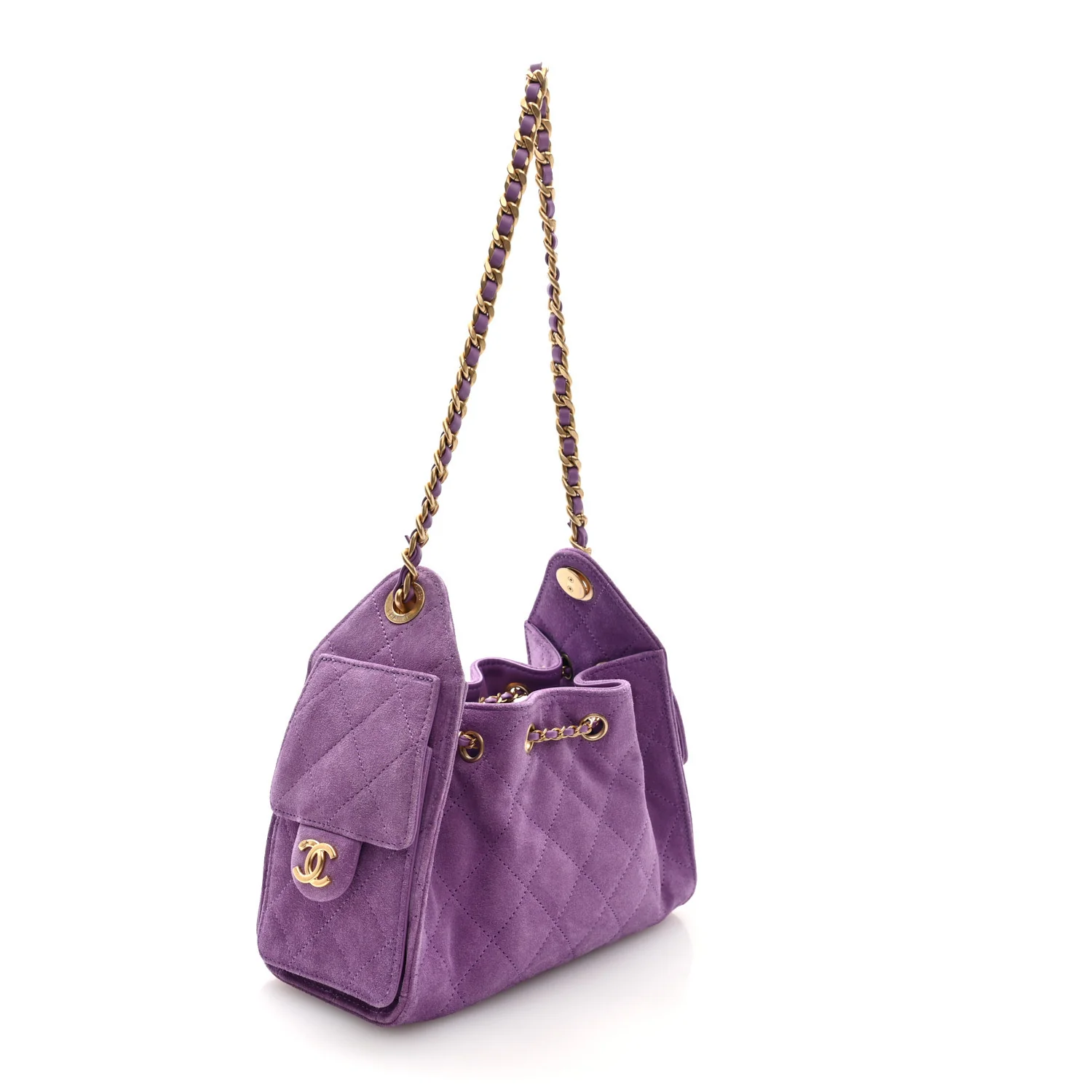 Suede Quilted Mini Chanel 25 Handbag Purple - Top Club