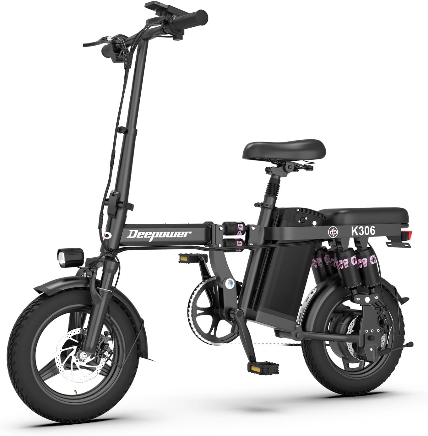 DEEPOWER Bicicletta elettrica pieghevole, bici elettrica, batteria 48 V 10/17,5 Ah rimovibile, motore da 250 W, freni a disco doppi, bici da città per adulti Adoles