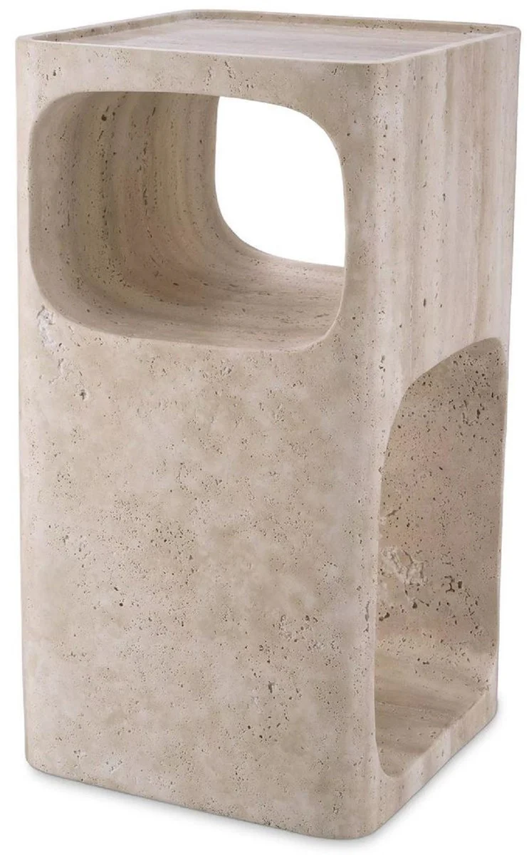 Luxury travertine side table beige 30.5 x 30.5 x H. 56.5 cm - natural stone side table - living room furniture - hotel furniture - travertine furniture - luxury furniture - luxury furnishings