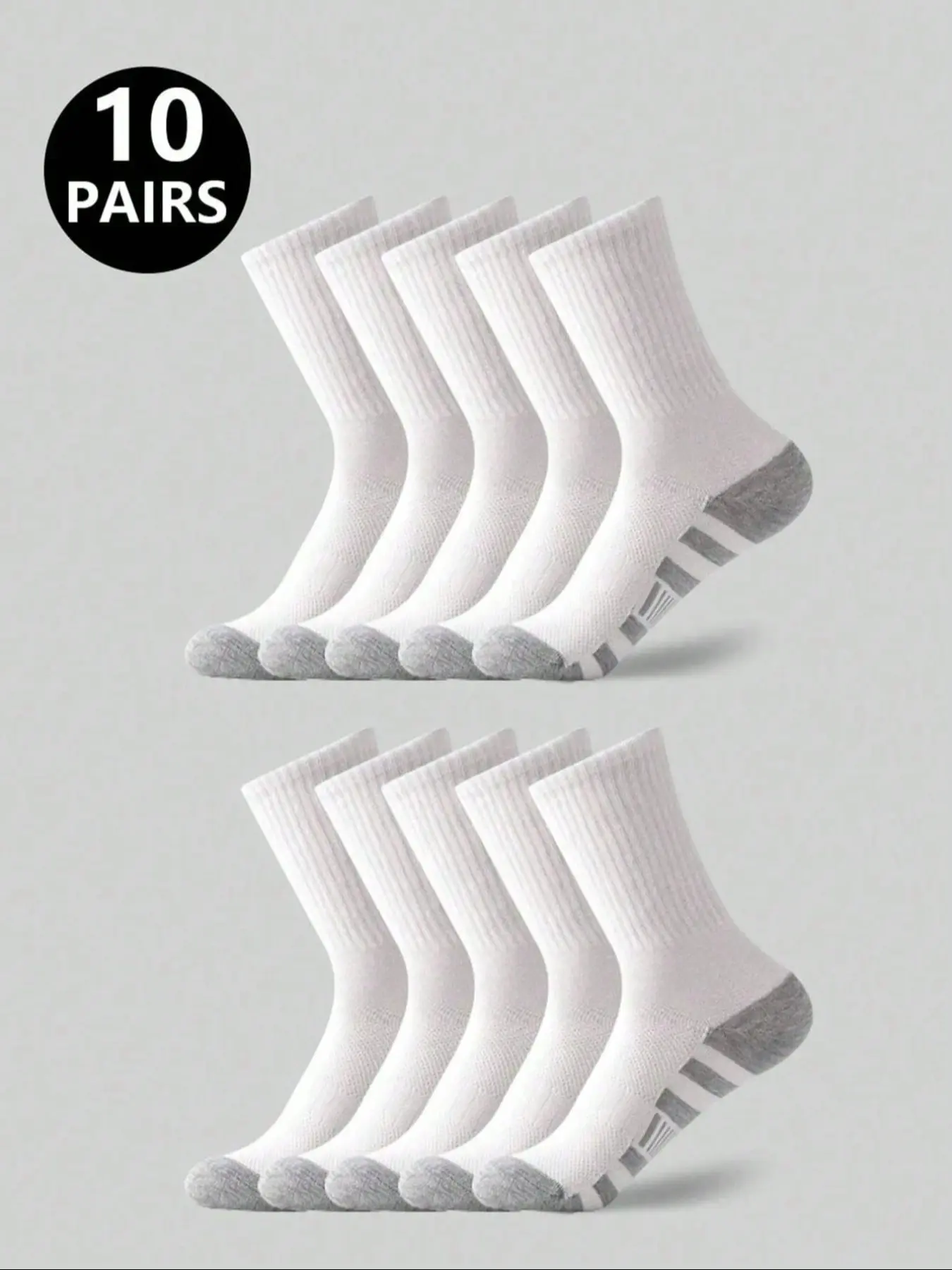 5/10/20 Pairs Men’s Mid-Calf Running Sports Socks, All-Season Daily Outdoor Fitness Wear